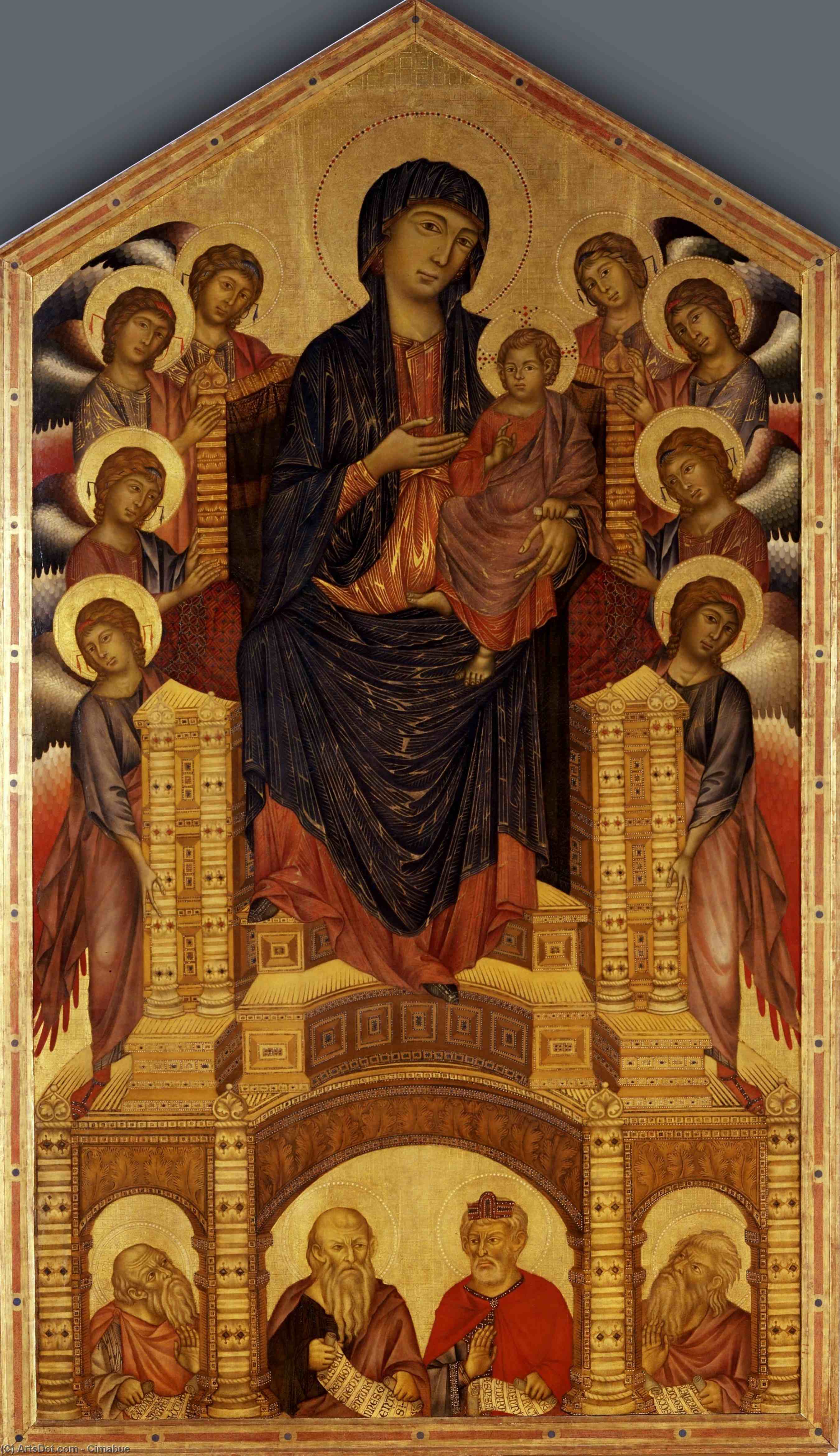 WikiOO.org - Encyclopedia of Fine Arts - Lukisan, Artwork Cimabue - Madonna and Child Enthroned (Maesta)