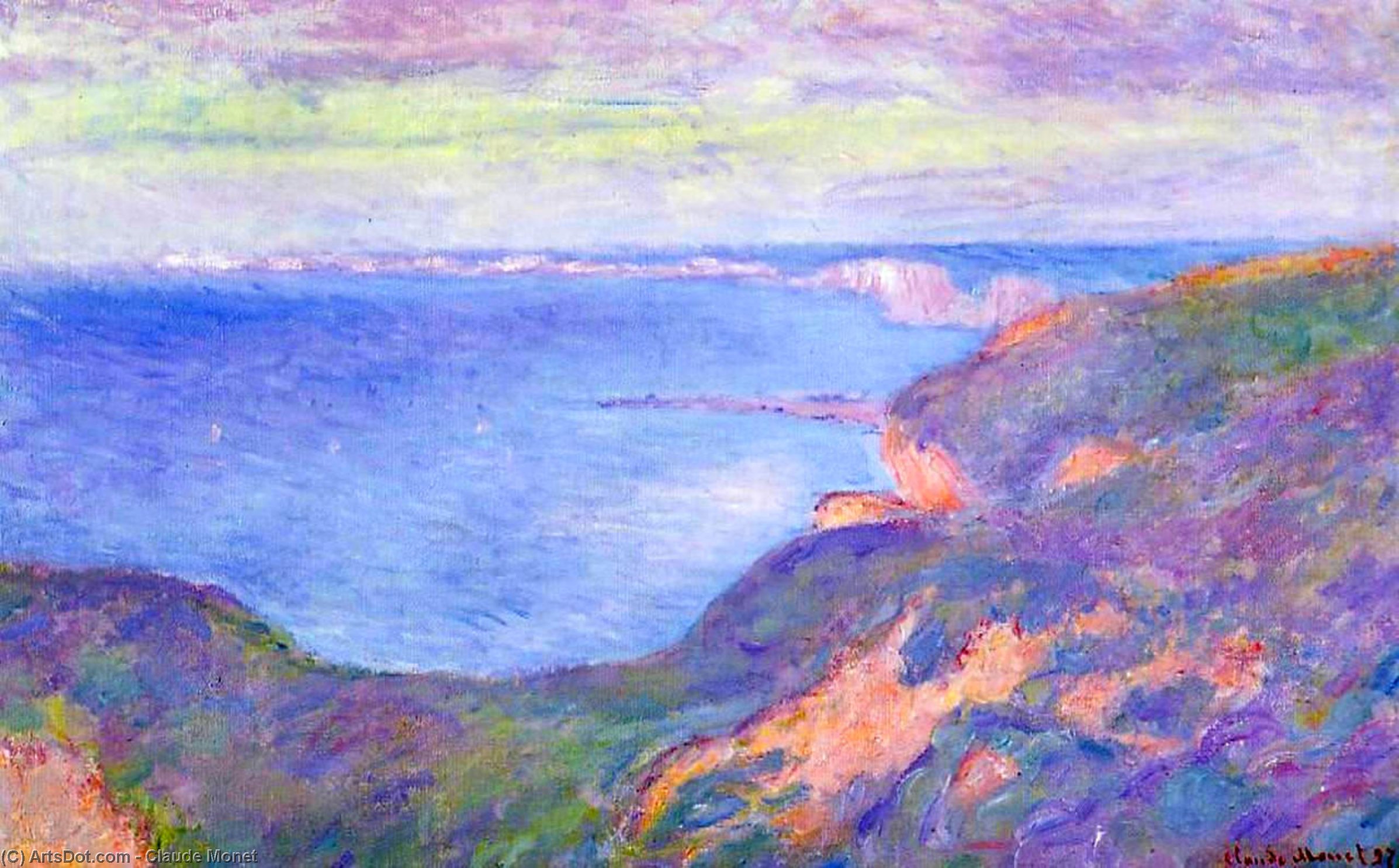  Paintings Reproductions Cliff near Dieppe 2, 1897 by Claude Monet (1840-1926, France) | ArtsDot.com
