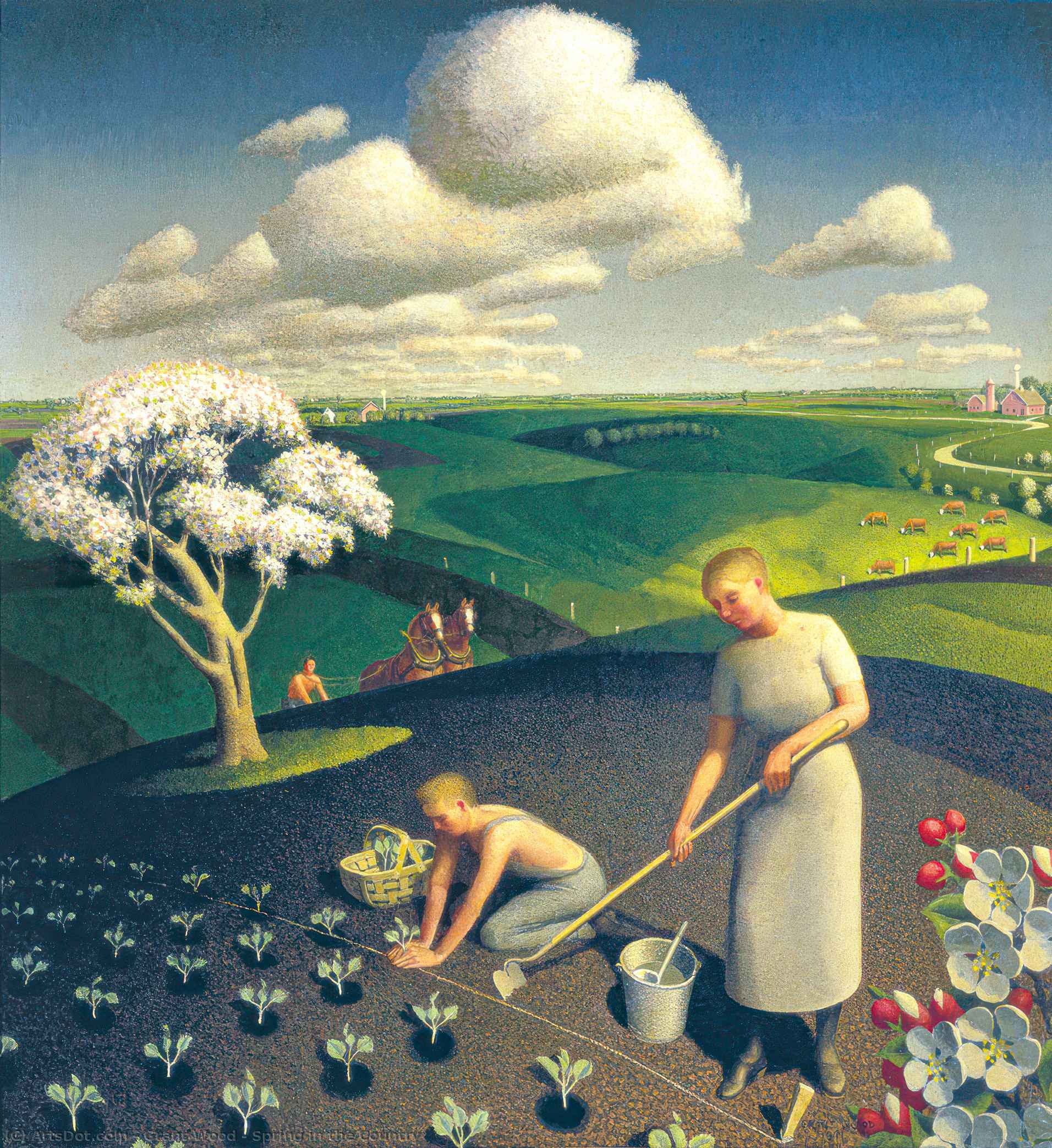 Wikioo.org - The Encyclopedia of Fine Arts - Painting, Artwork by Grant Wood - Spring in the Country