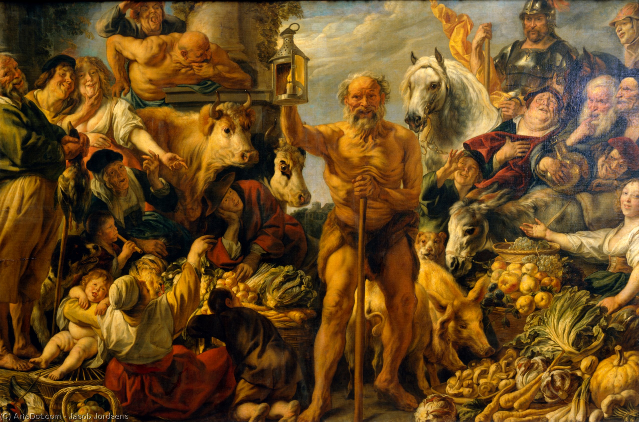 Wikioo.org - The Encyclopedia of Fine Arts - Painting, Artwork by Jacob Jordaens - Diogenes Searching for an Honest Man