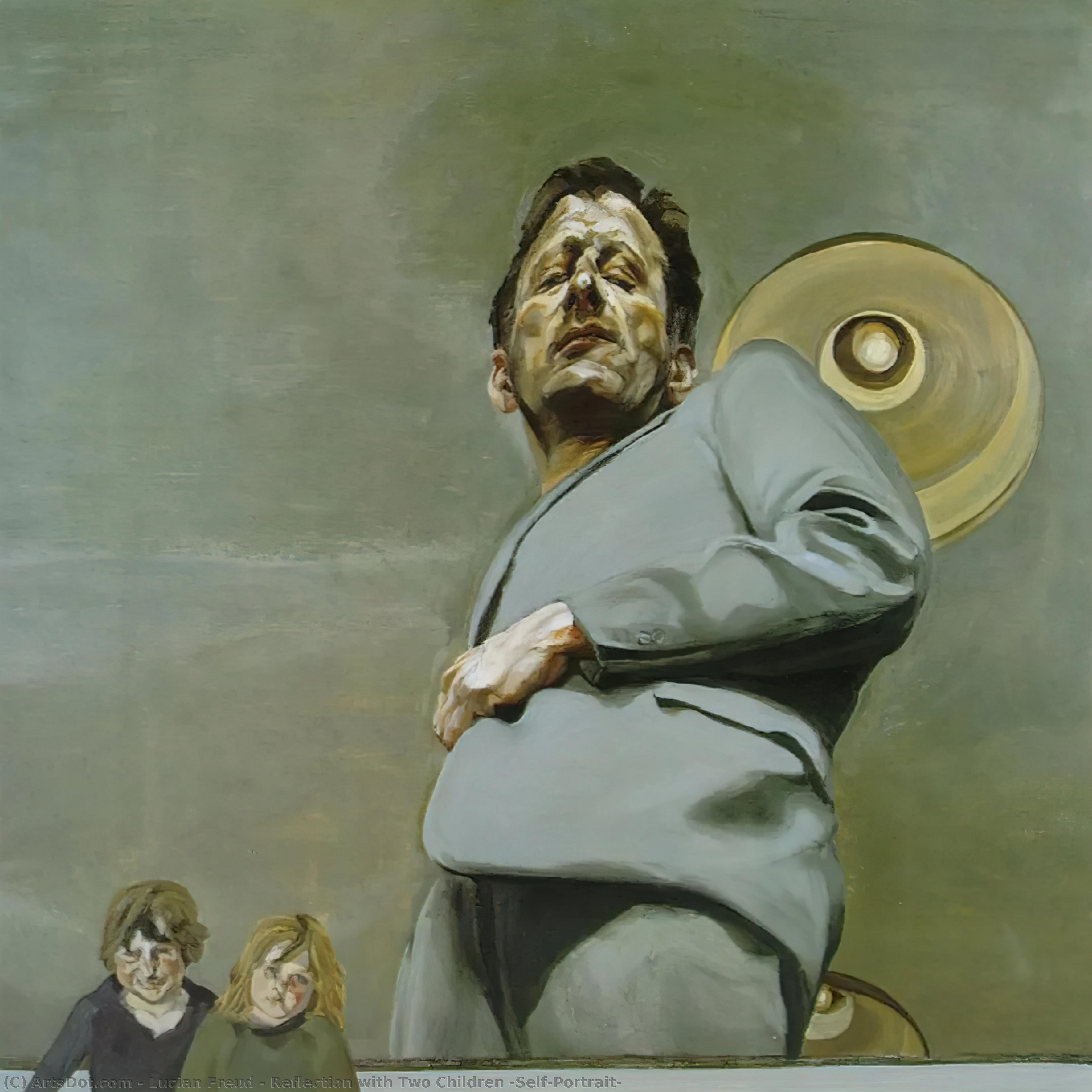 Wikioo.org - The Encyclopedia of Fine Arts - Painting, Artwork by Lucian Freud - Reflection with Two Children (Self-Portrait)