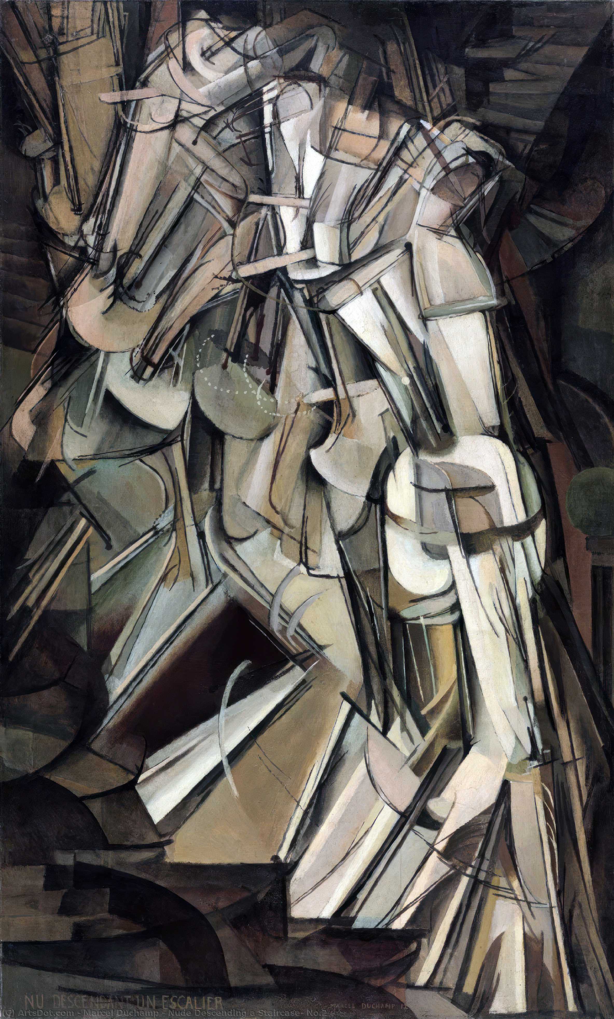 Wikioo.org - The Encyclopedia of Fine Arts - Painting, Artwork by Marcel Duchamp - Nude Descending a Staircase, No.2