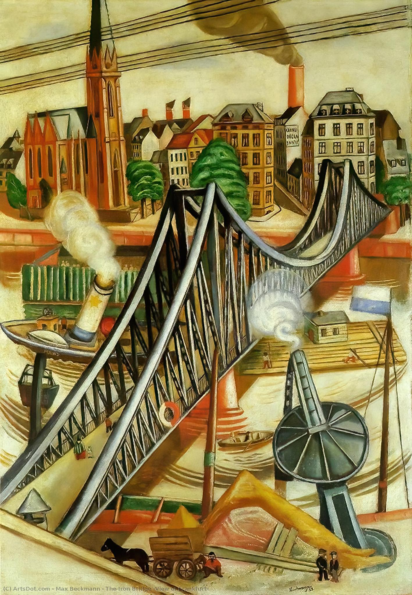 le pont de fer vue  de  Francfort - Max Beckmann