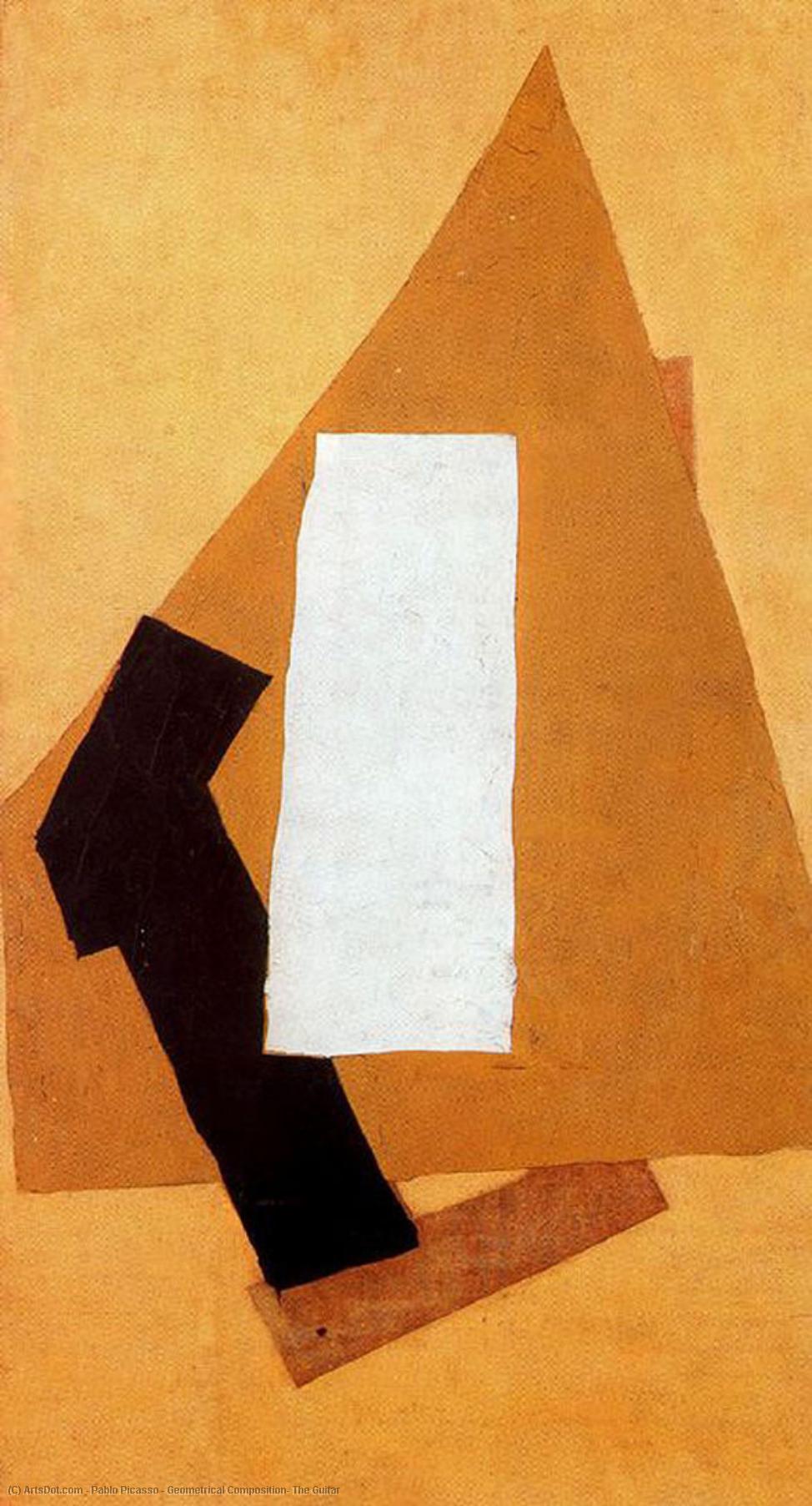 WikiOO.org - Encyclopedia of Fine Arts - Maľba, Artwork Pablo Picasso - Geometrical Composition: The Guitar