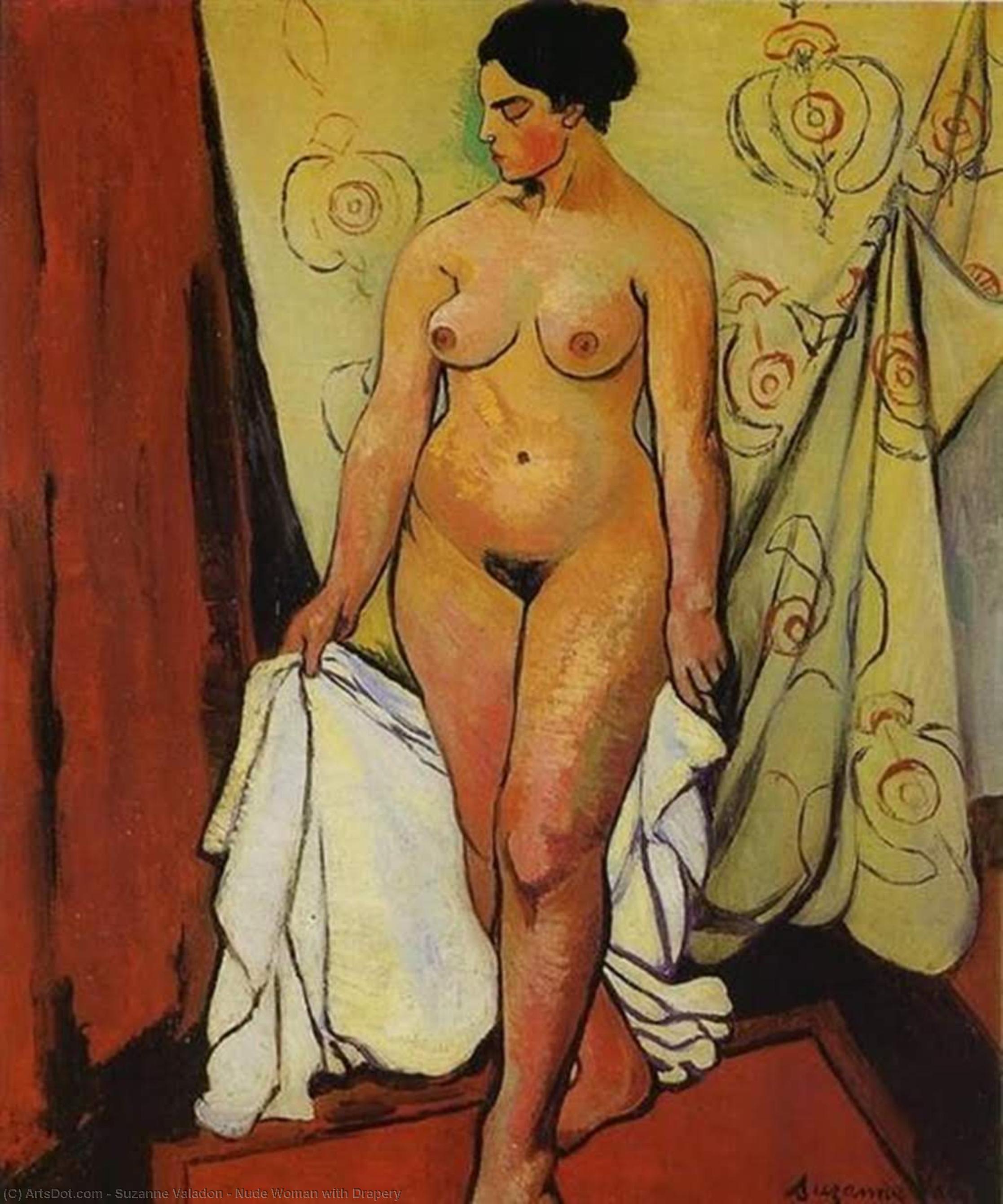 Wikioo.org - The Encyclopedia of Fine Arts - Painting, Artwork by Suzanne Valadon - Nude Woman with Drapery
