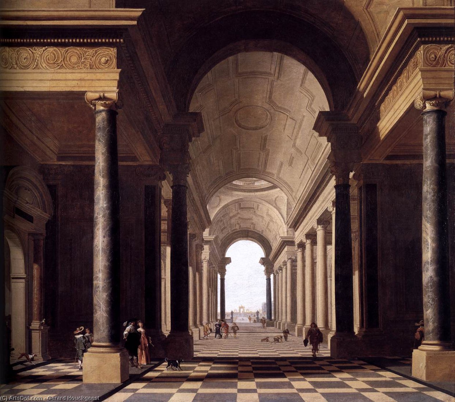 Wikioo.org - The Encyclopedia of Fine Arts - Painting, Artwork by Gerard Houckgeest - View through an Arcade