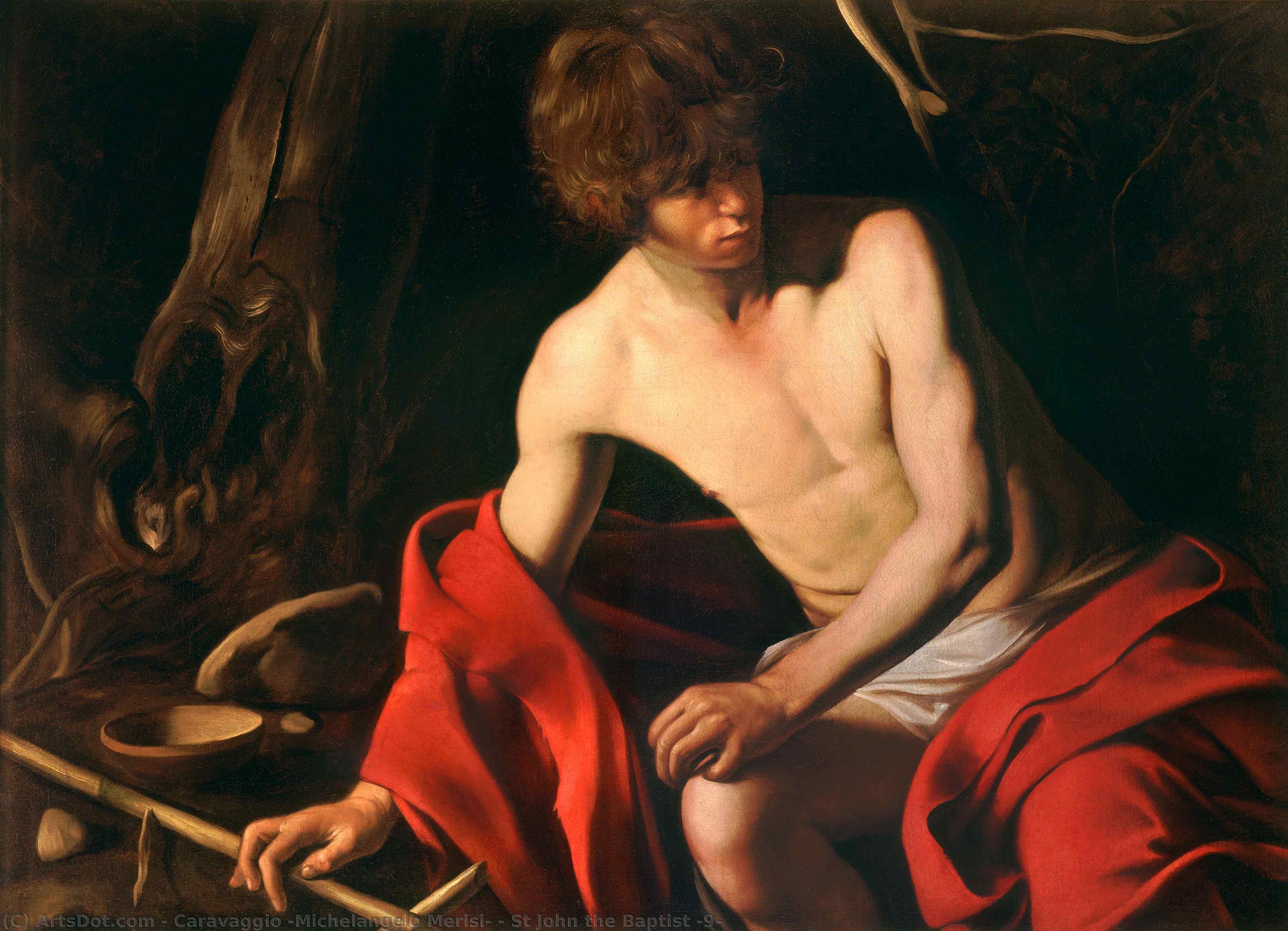 Wikioo.org - The Encyclopedia of Fine Arts - Painting, Artwork by Caravaggio (Michelangelo Merisi) - St John the Baptist (9)