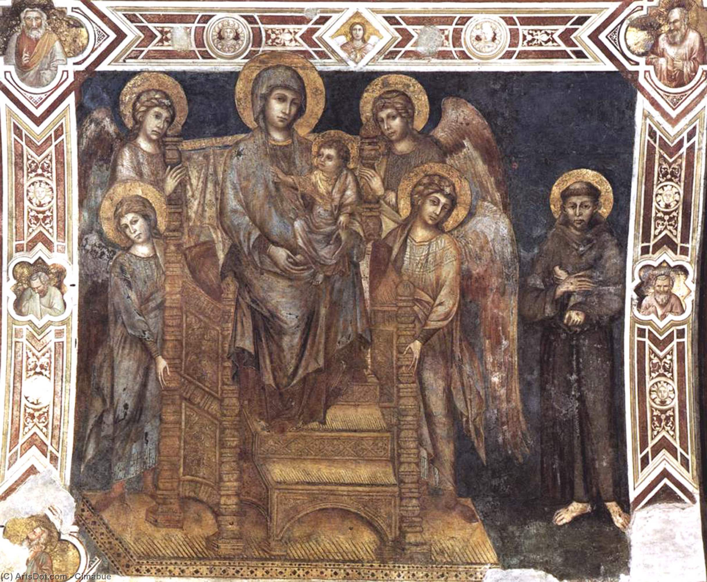 WikiOO.org - Encyclopedia of Fine Arts - Lukisan, Artwork Cimabue - Madonna Enthroned with the Child, St Francis and Four Angels