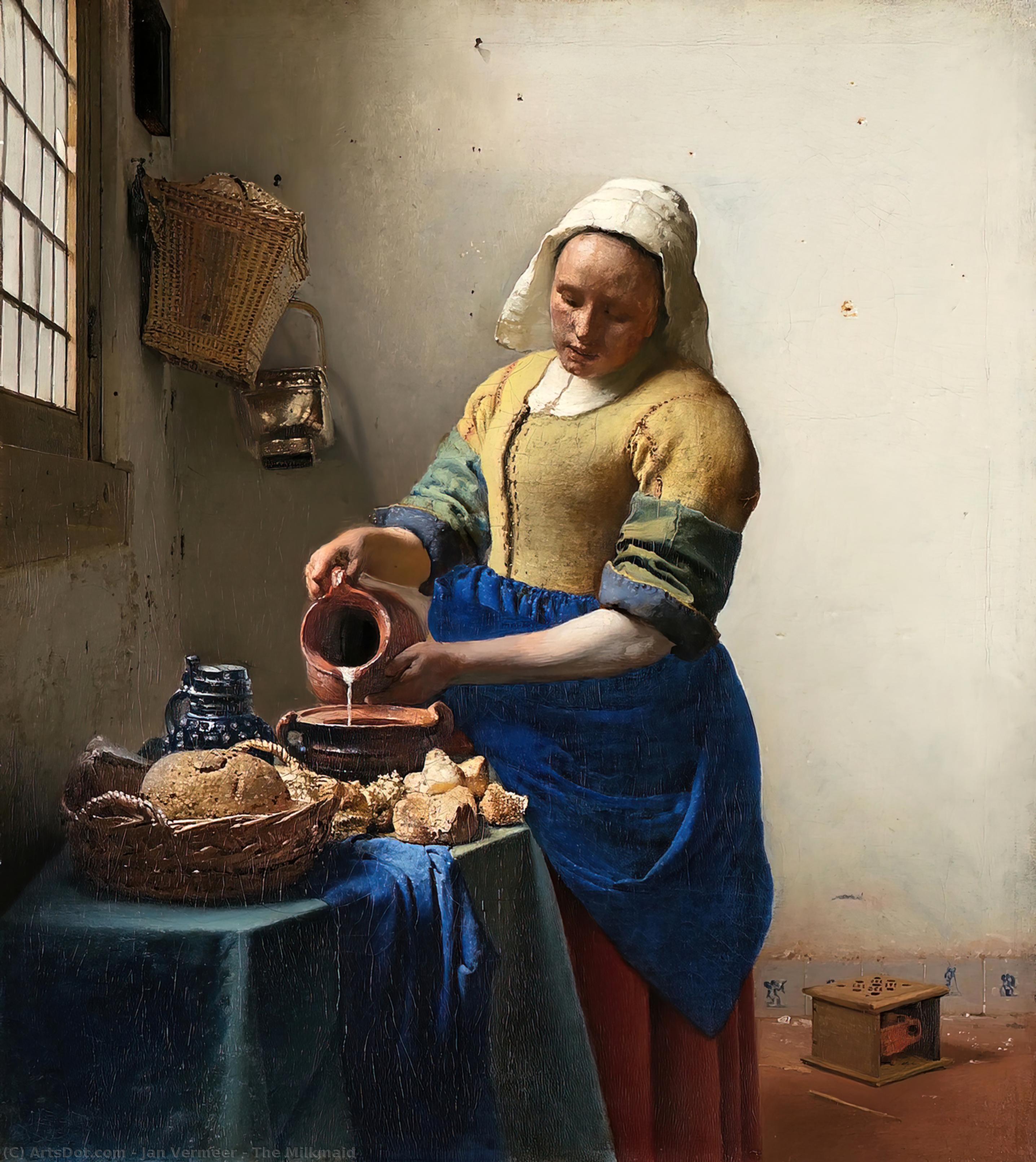 Wikioo.org - The Encyclopedia of Fine Arts - Painting, Artwork by Jan Vermeer - The Milkmaid