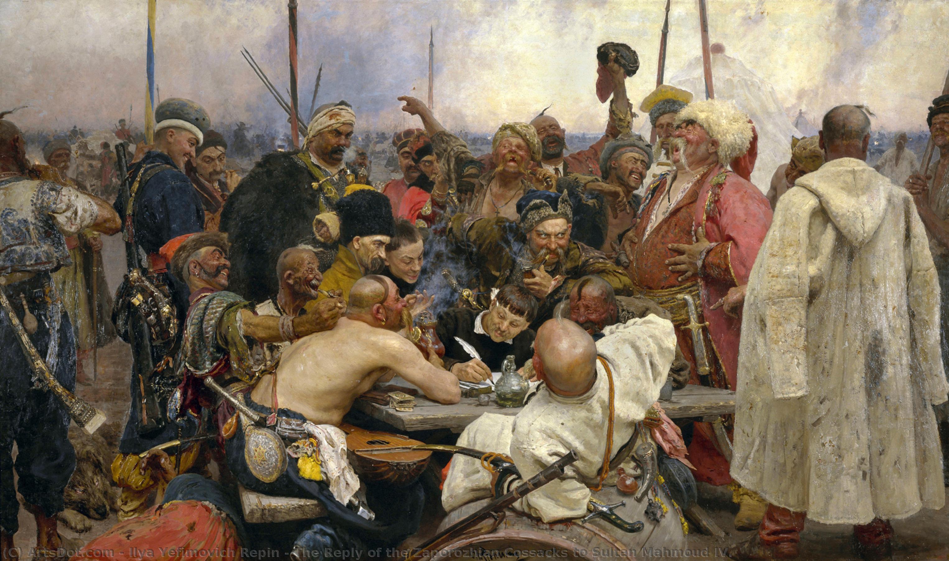 Wikioo.org - The Encyclopedia of Fine Arts - Painting, Artwork by Ilya Yefimovich Repin - The Reply of the Zaporozhian Cossacks to Sultan Mahmoud IV.