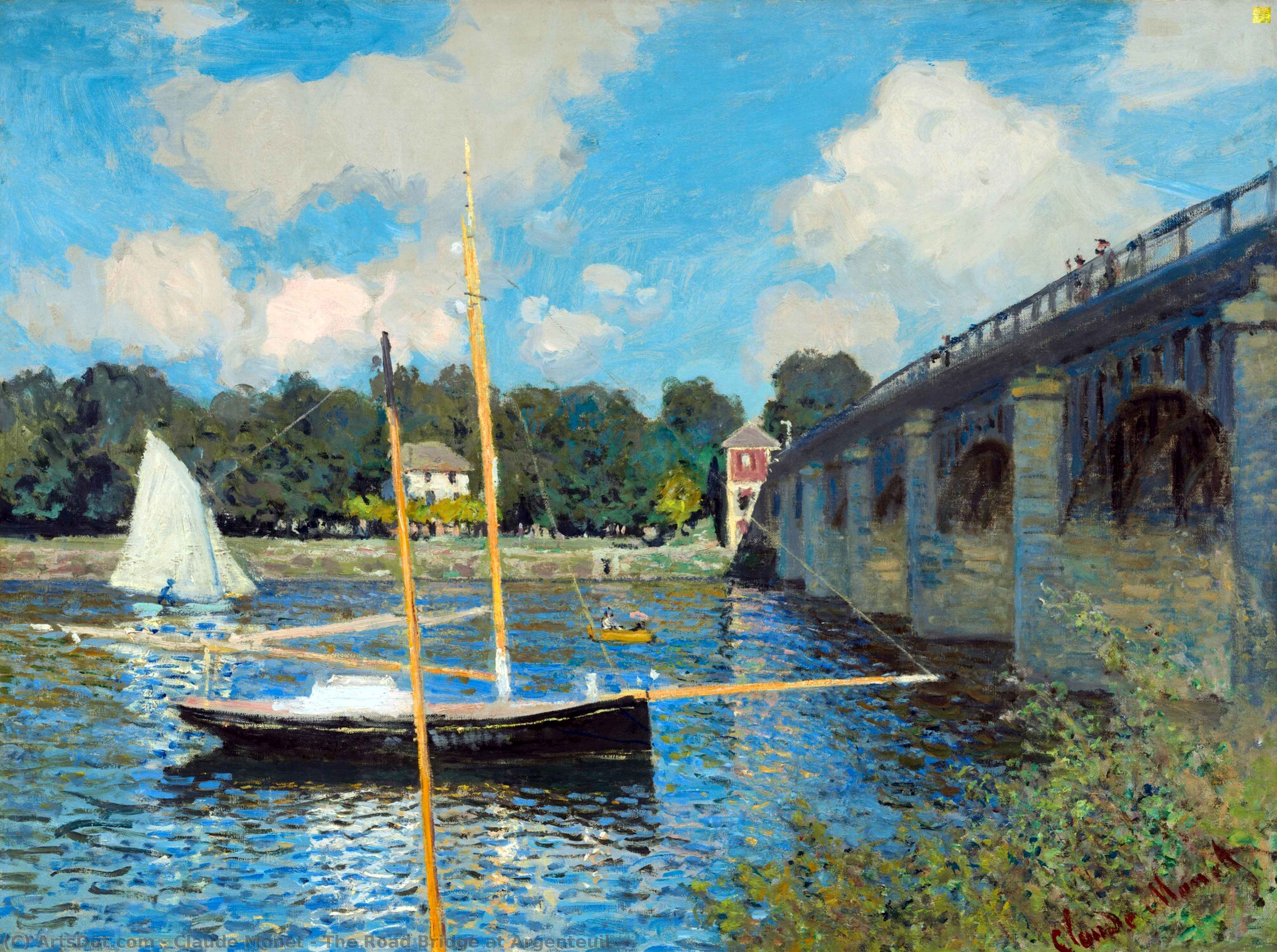 Wikioo.org - สารานุกรมวิจิตรศิลป์ - จิตรกรรม Claude Monet - The Road Bridge at Argenteuil