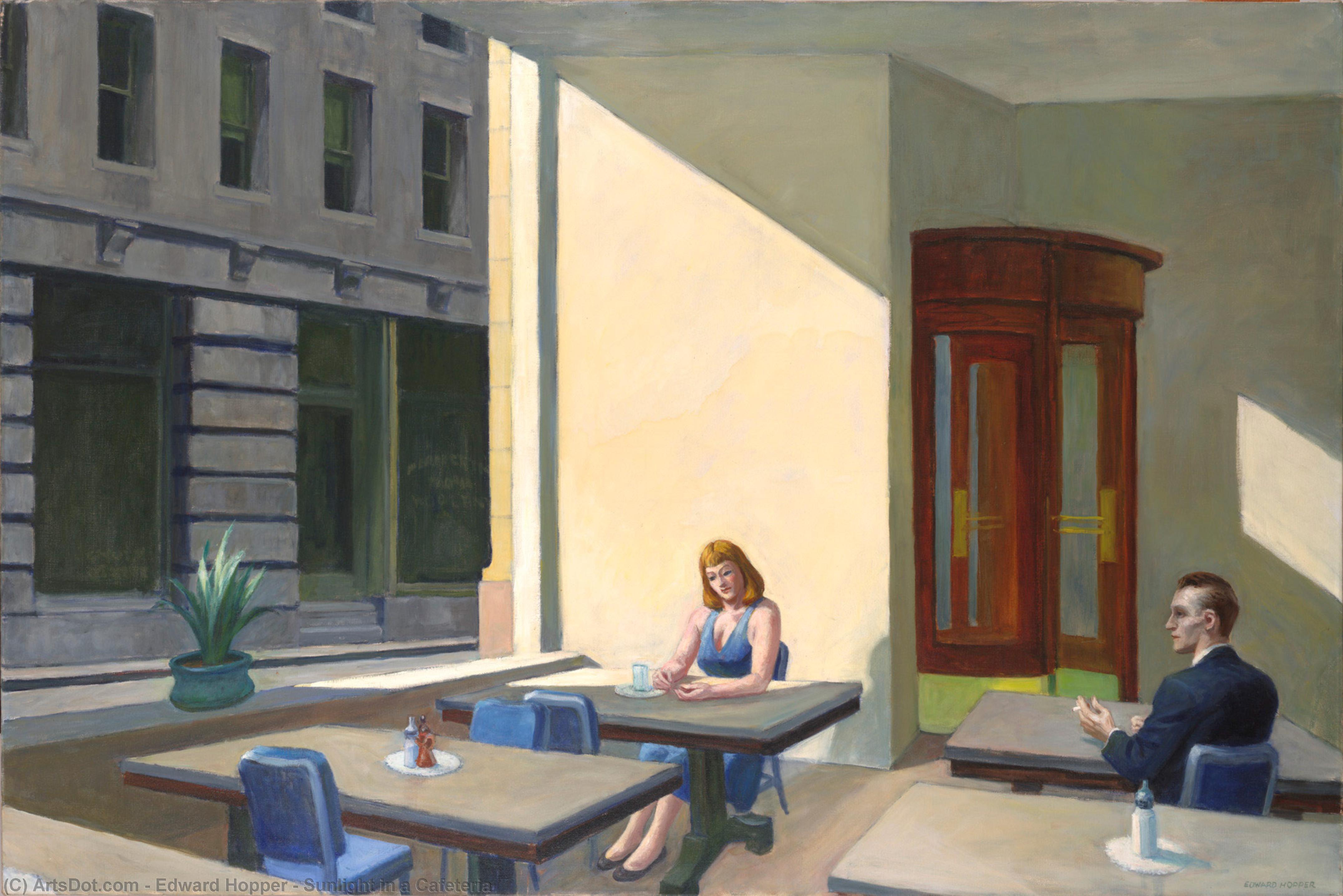 Wikoo.org - موسوعة الفنون الجميلة - اللوحة، العمل الفني Edward Hopper - Sunlight in a Cafeteria