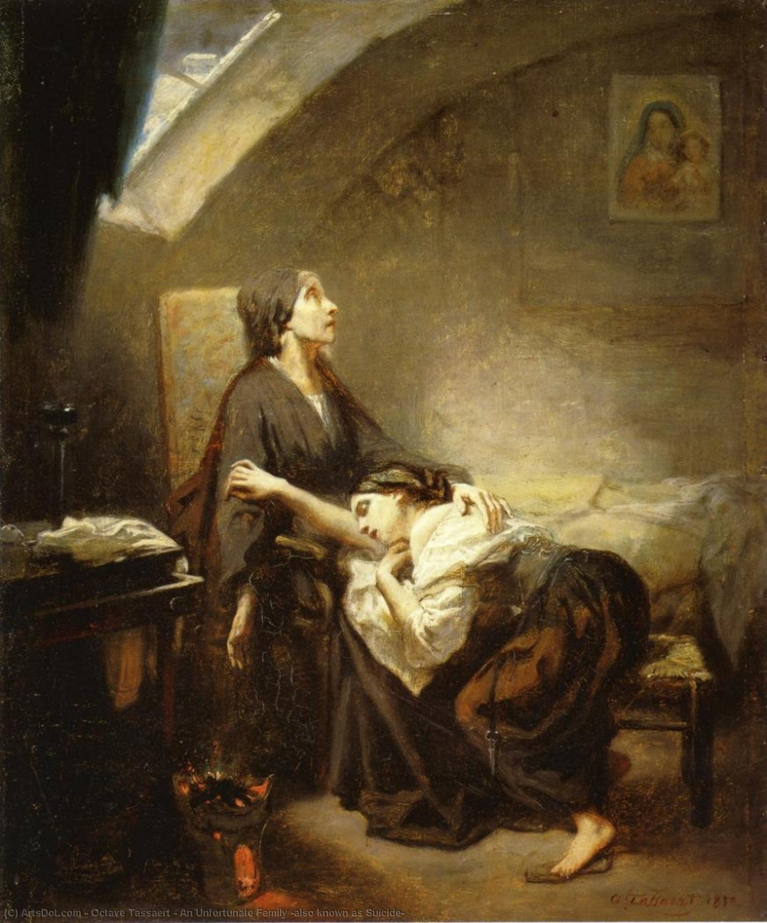 Wikioo.org - The Encyclopedia of Fine Arts - Painting, Artwork by Octave Tassaert - An Unfortunate Family (also known as Suicide)