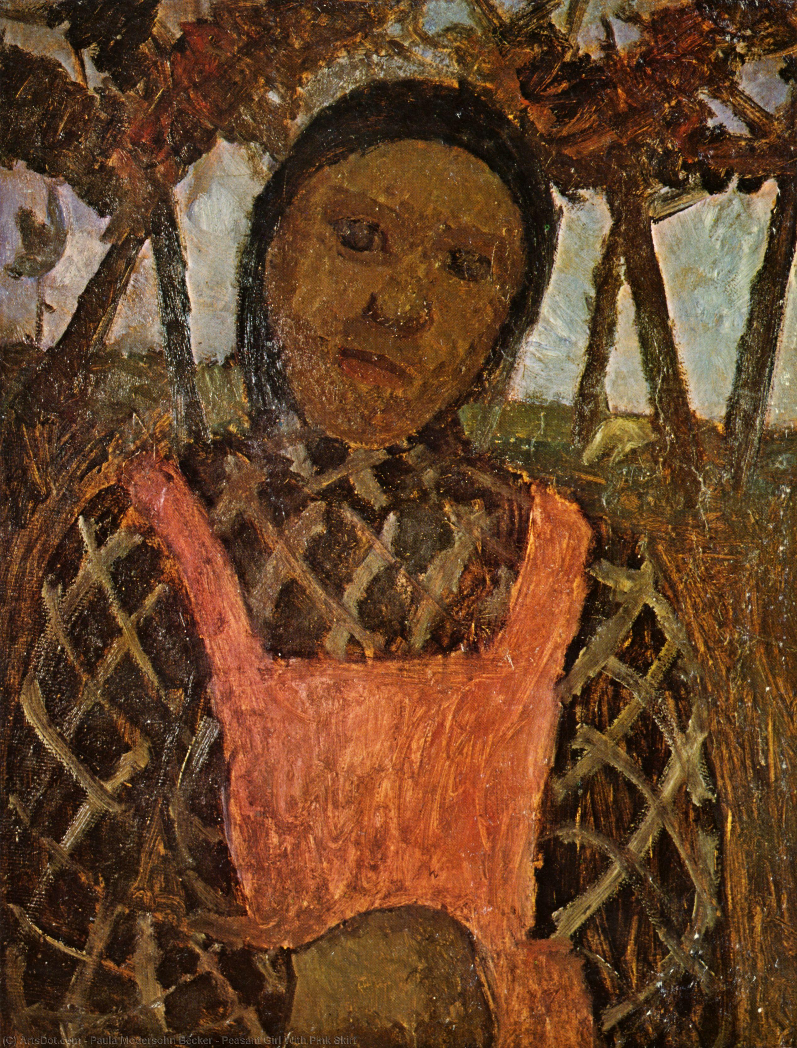 Wikioo.org - The Encyclopedia of Fine Arts - Painting, Artwork by Paula Modersohn Becker - Peasant Girl With Pink Skirt