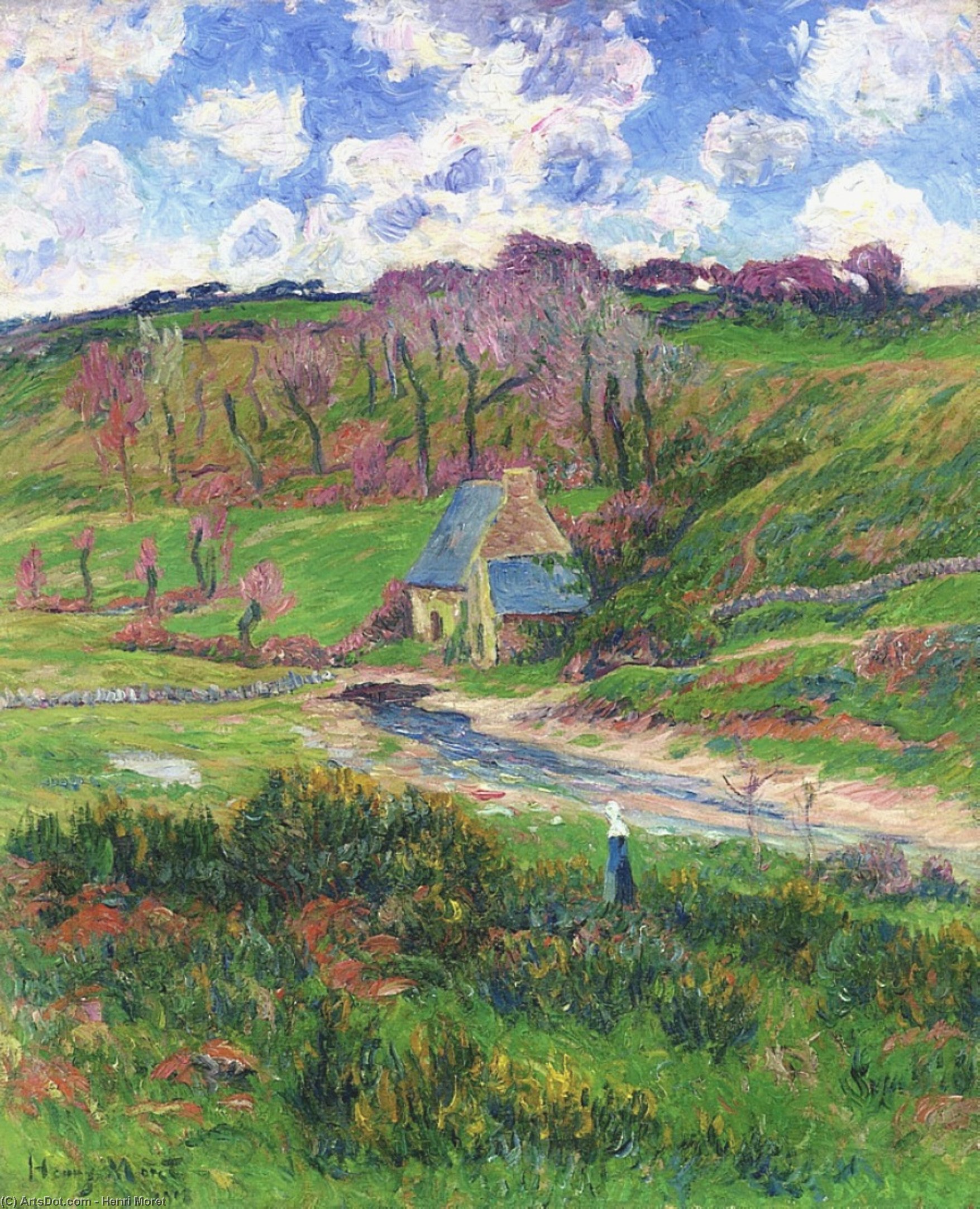 Wikioo.org - The Encyclopedia of Fine Arts - Painting, Artwork by Henri Moret - Bretons on the Banks of a River