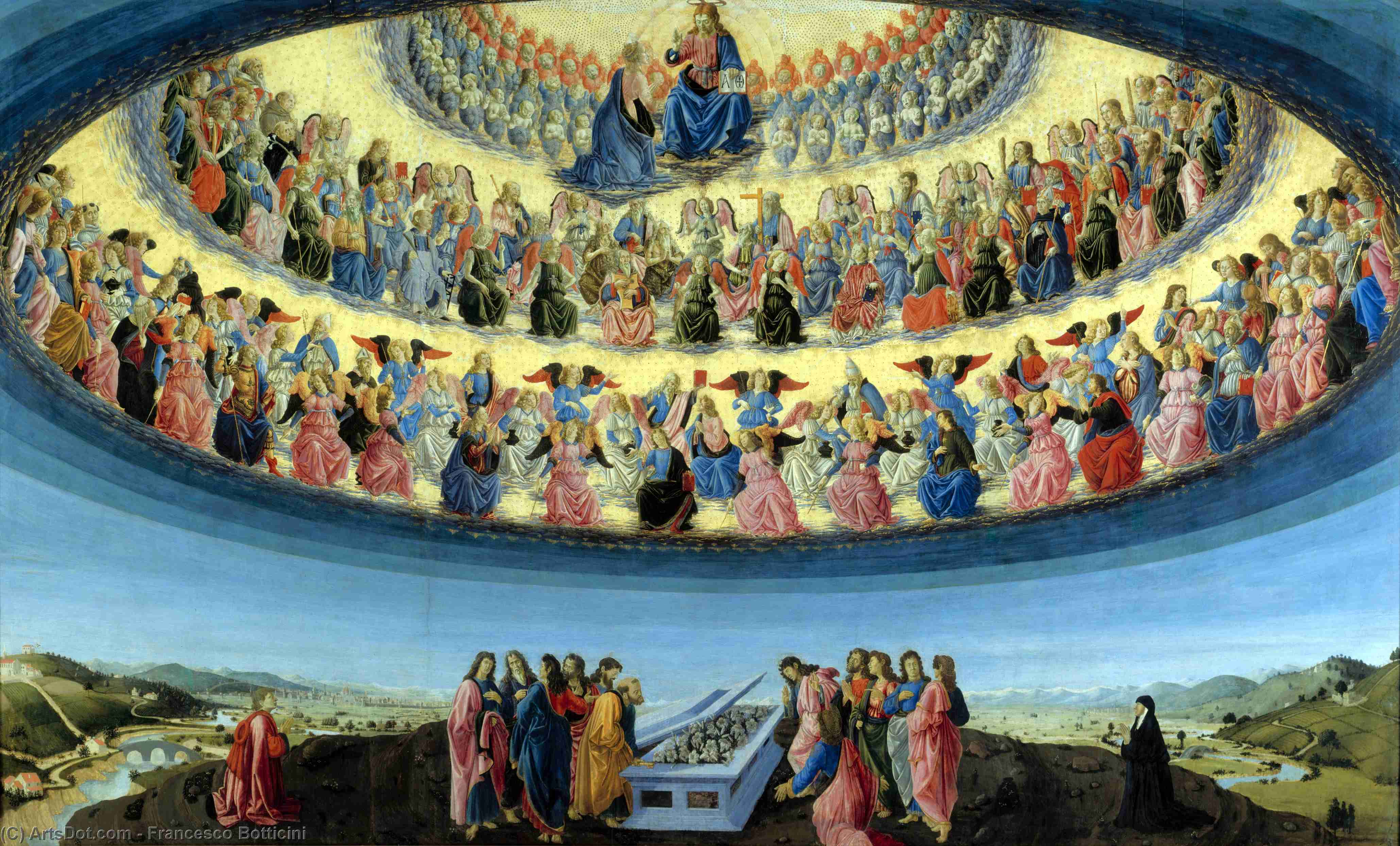 Wikioo.org - The Encyclopedia of Fine Arts - Painting, Artwork by Francesco Di Giovanni Botticini - The Assumption of the Virgin