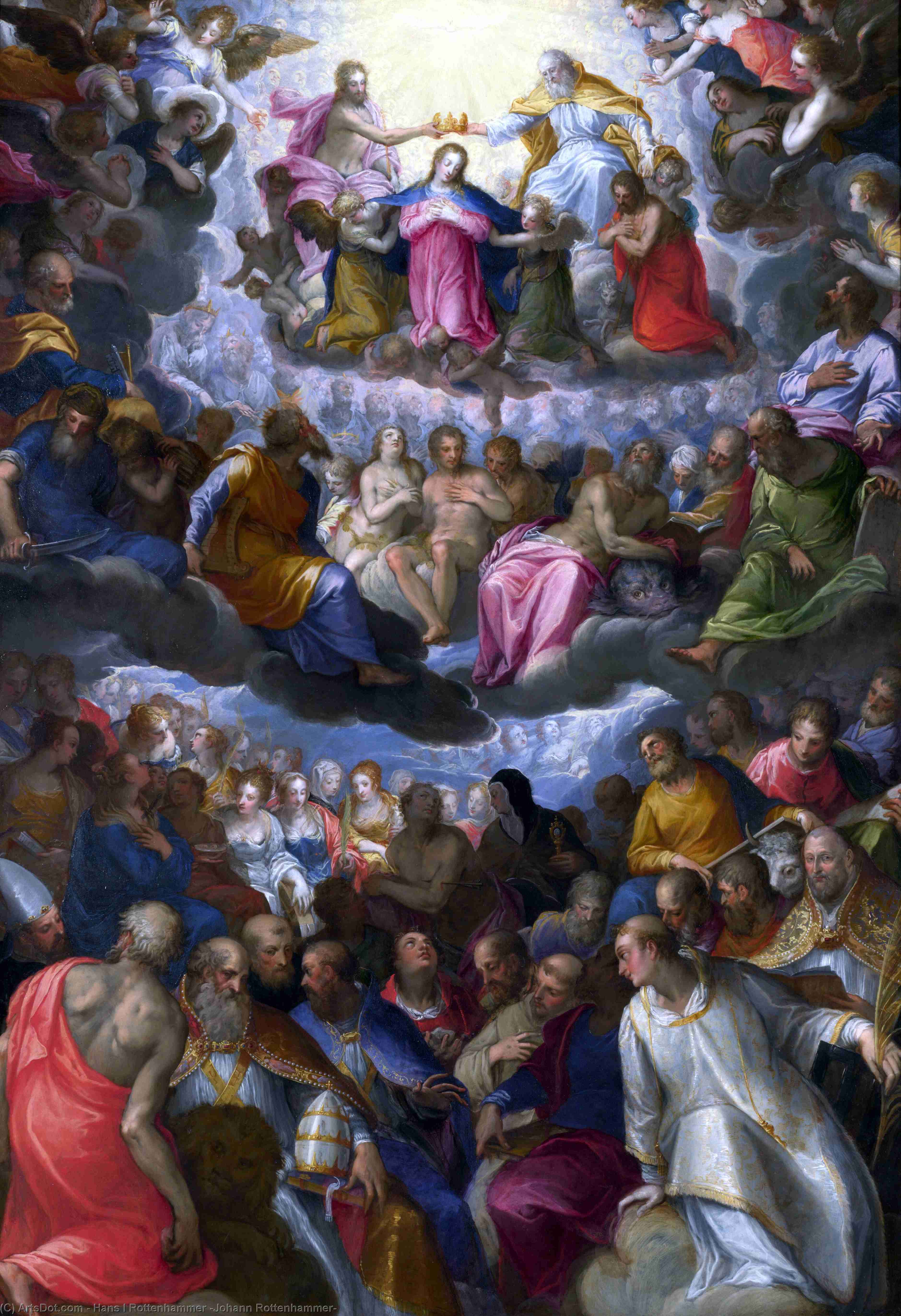 Wikioo.org - The Encyclopedia of Fine Arts - Painting, Artwork by Hans I Rottenhammer (Johann Rottenhammer) - The Coronation of the Virgin