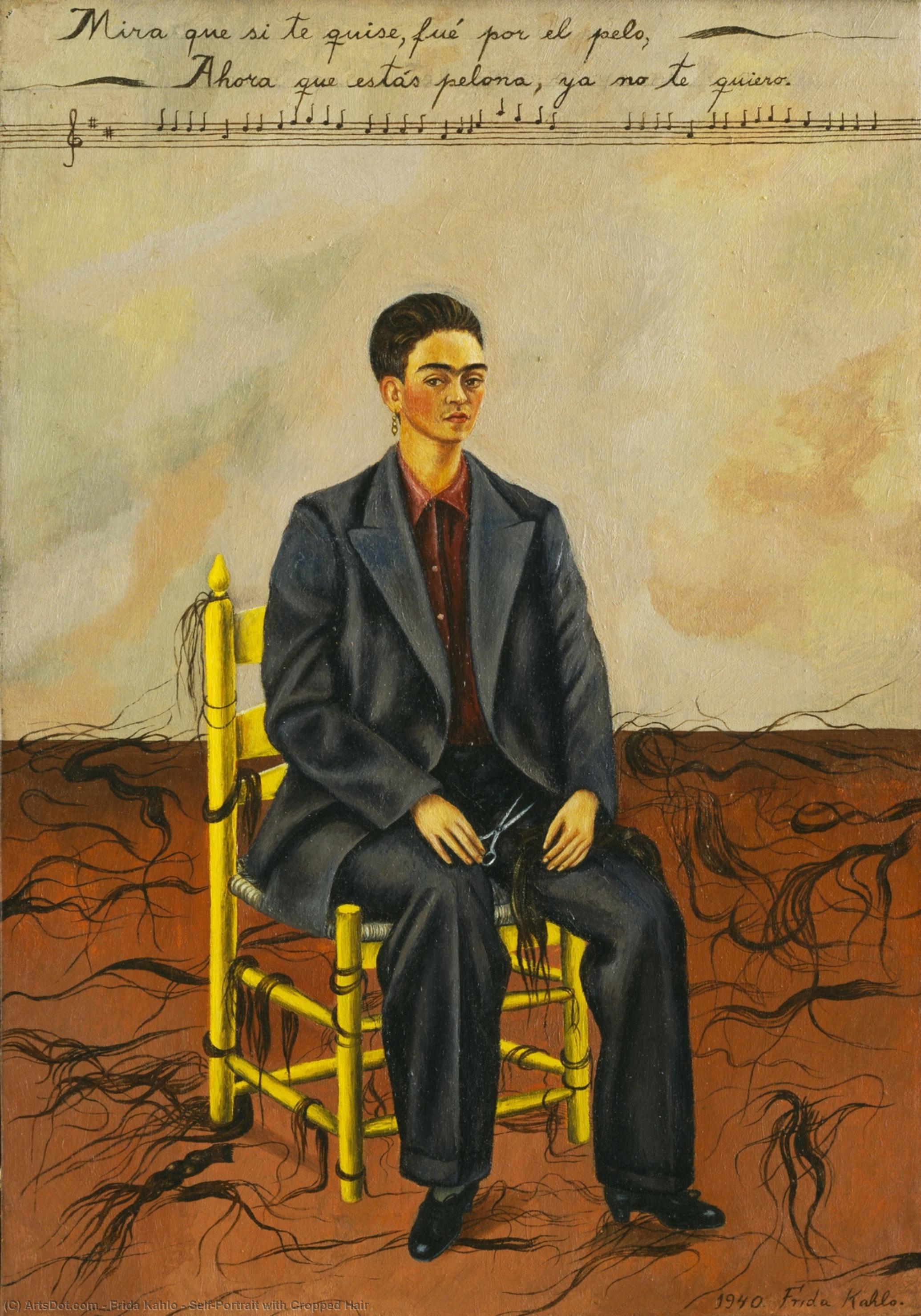 Wikioo.org - The Encyclopedia of Fine Arts - Painting, Artwork by Frida Kahlo - Self-Portrait with Cropped Hair