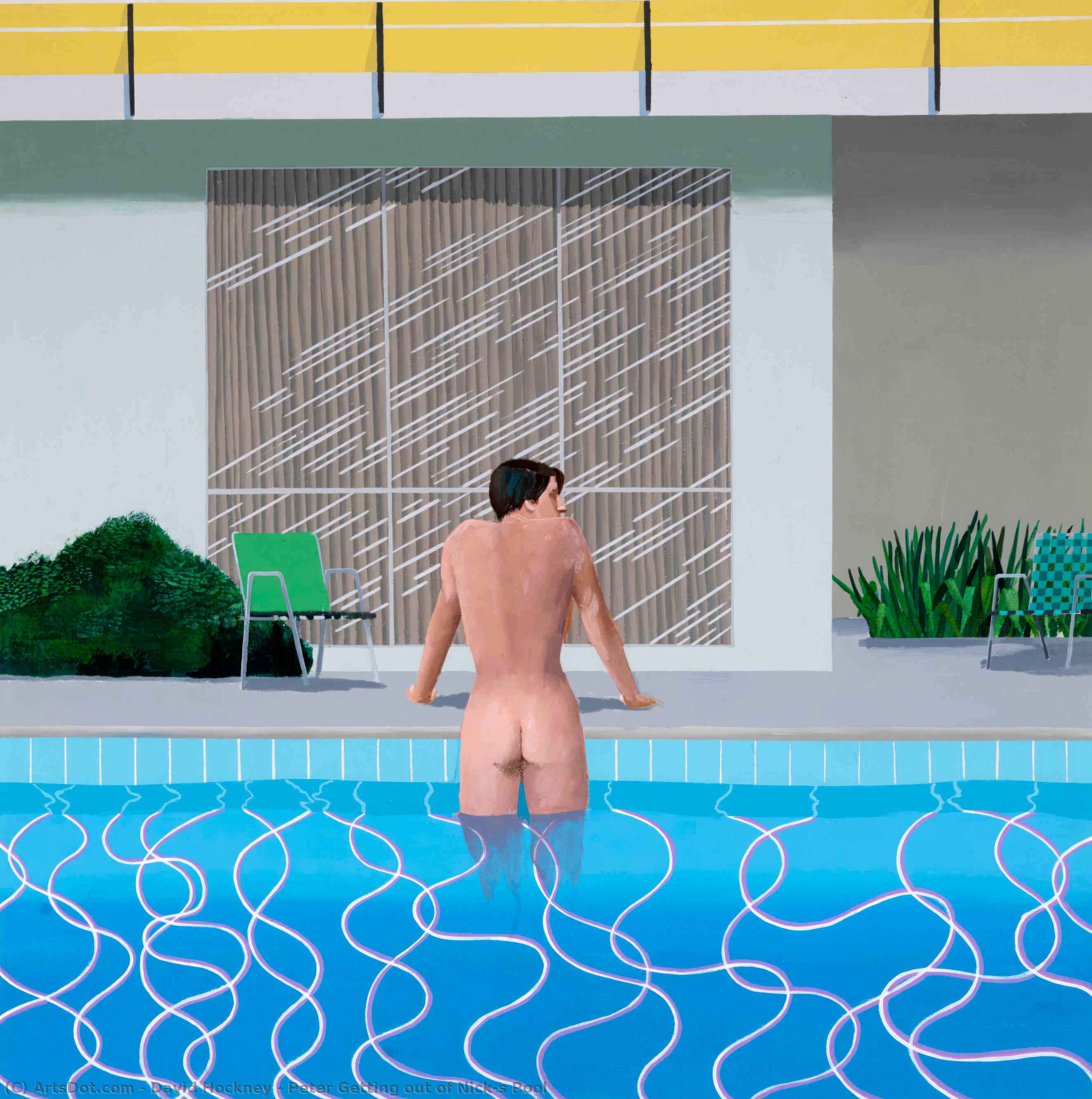 Wikoo.org - موسوعة الفنون الجميلة - اللوحة، العمل الفني David Hockney - Peter Getting out of Nick's Pool