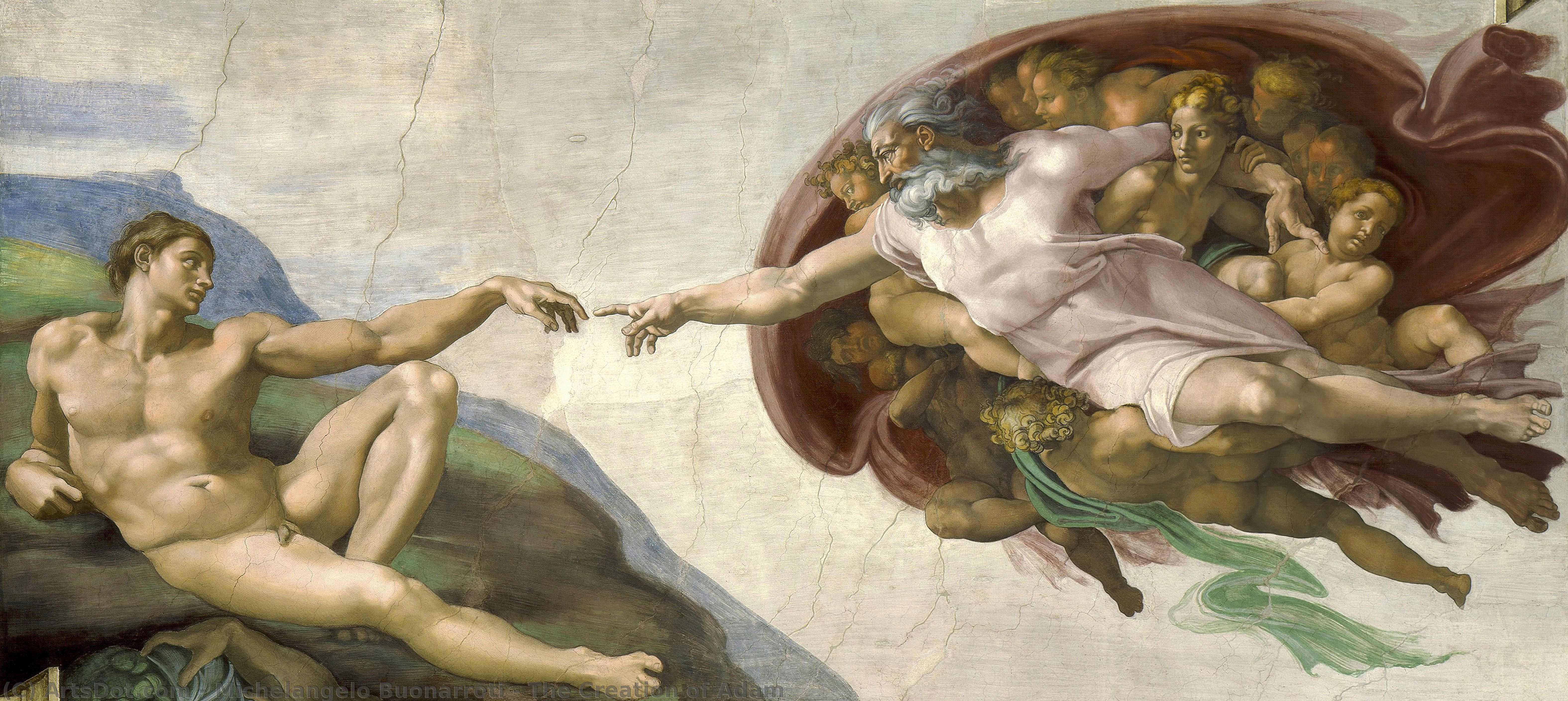 Wikioo.org - The Encyclopedia of Fine Arts - Painting, Artwork by Michelangelo Buonarroti - The Creation of Adam