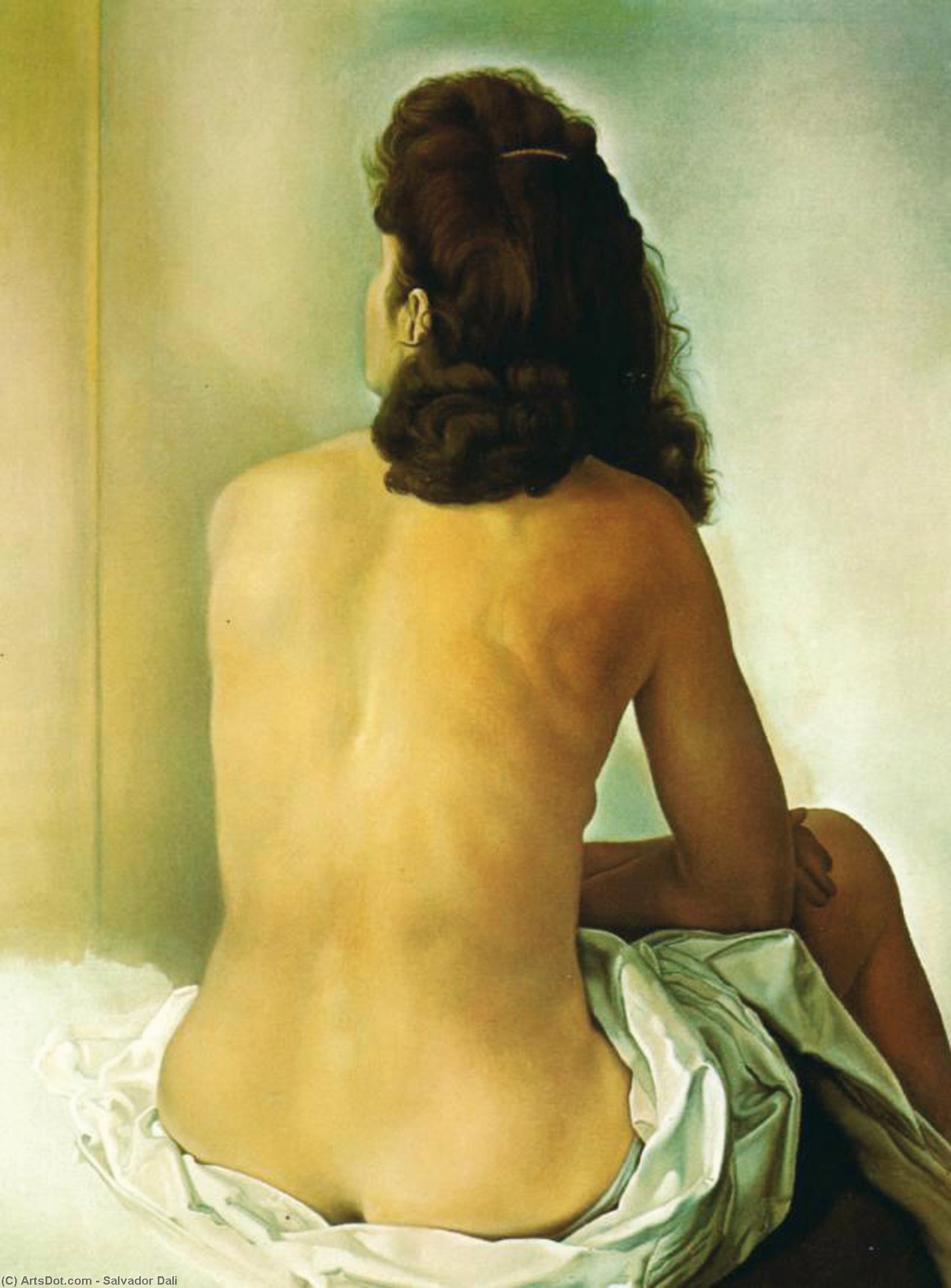 Wikoo.org - موسوعة الفنون الجميلة - اللوحة، العمل الفني Salvador Dali - Gala Nude From Behind Looking in an Invisible Mirror, 1960