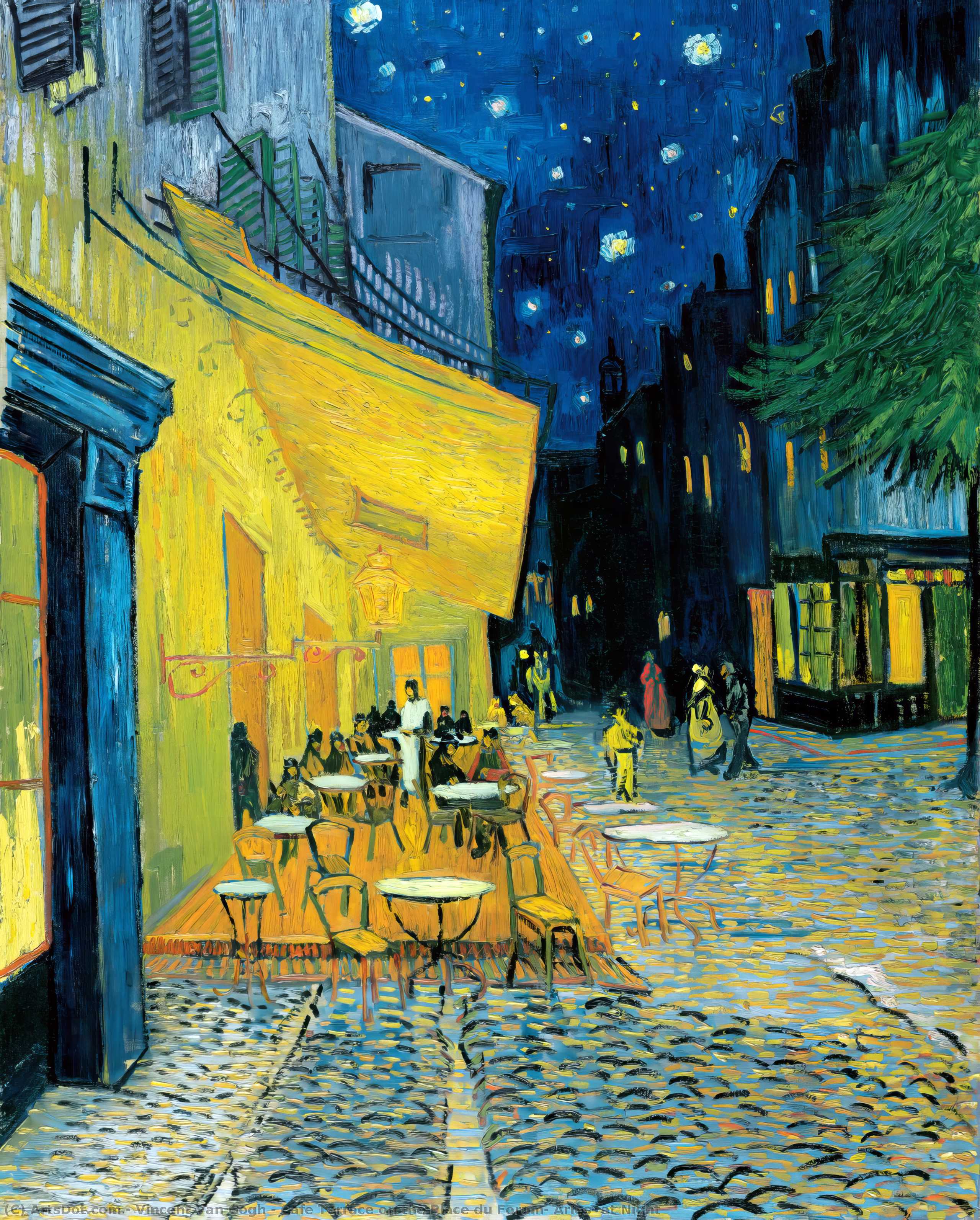 WikiOO.org - Encyclopedia of Fine Arts - Lukisan, Artwork Vincent Van Gogh - Cafe Terrace on the Place du Forum, Arles, at Night