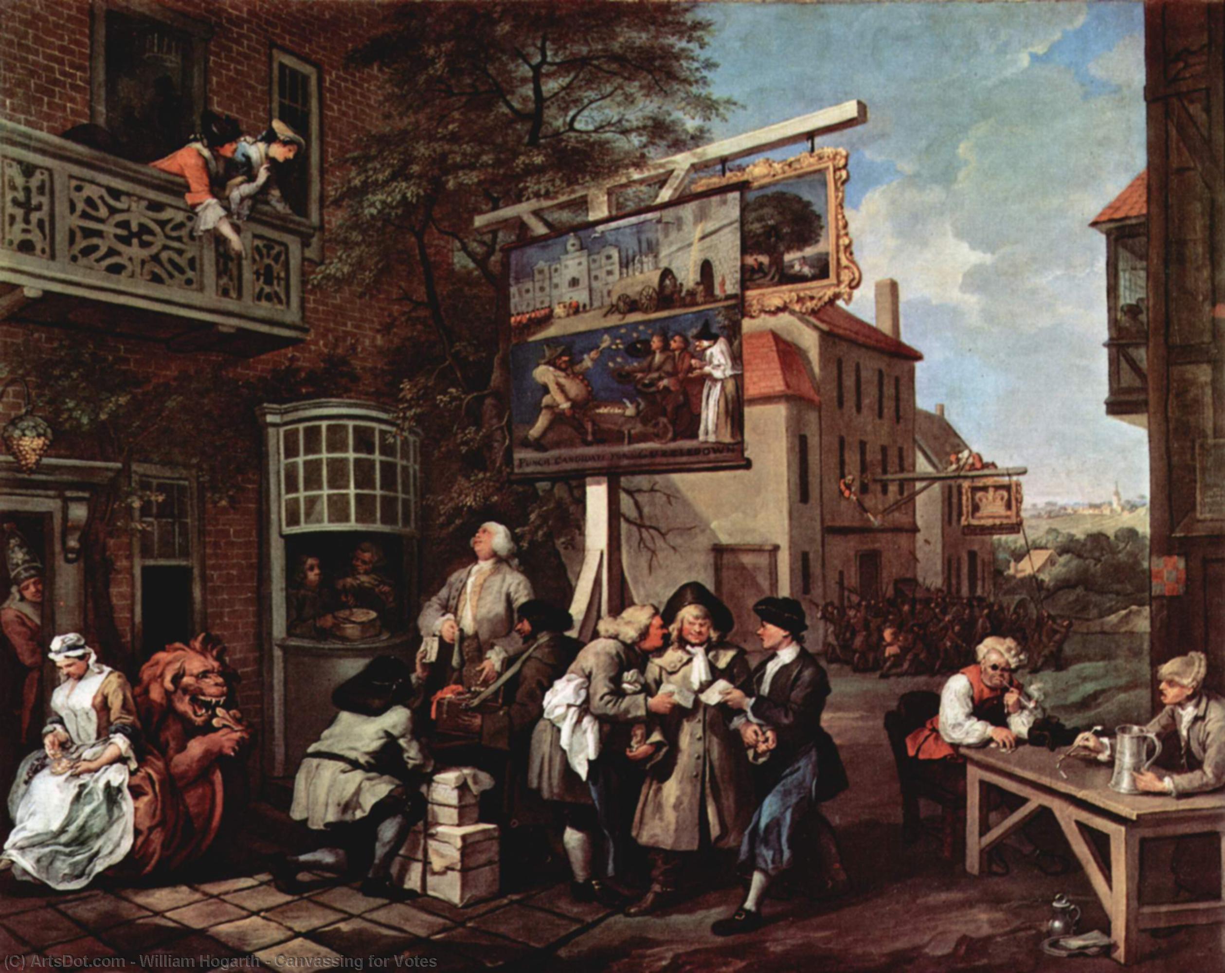 Wikioo.org - The Encyclopedia of Fine Arts - Painting, Artwork by William Hogarth - Canvassing for Votes