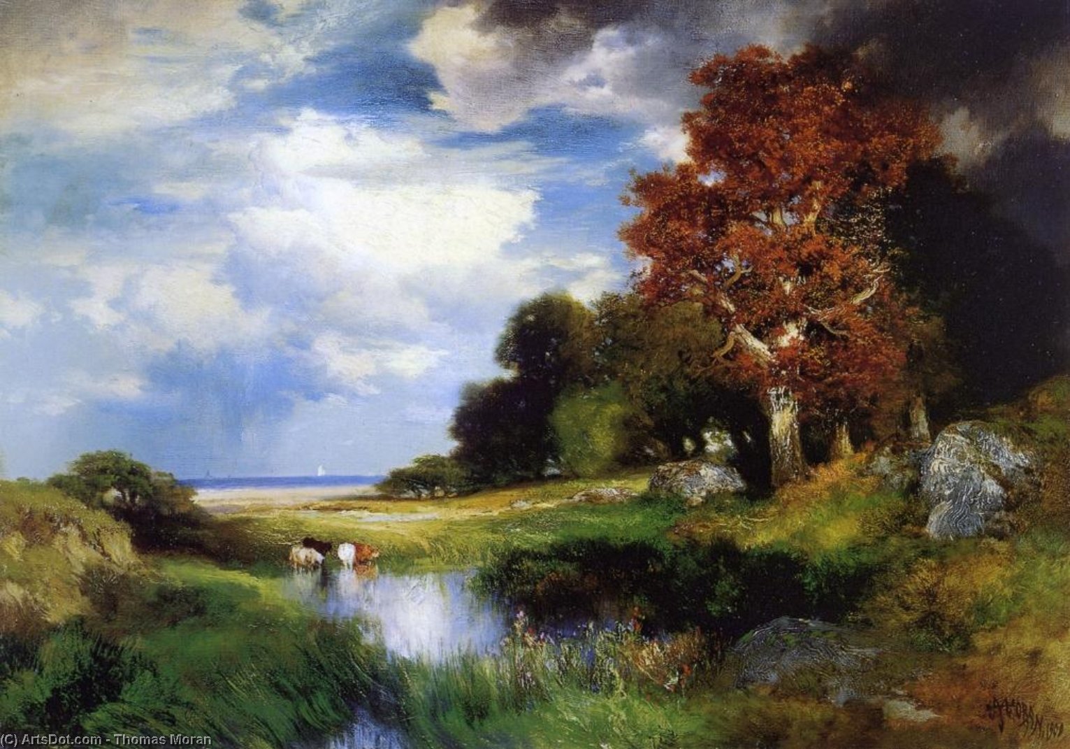 Wikioo.org - The Encyclopedia of Fine Arts - Painting, Artwork by Thomas Moran - View of East Hampton