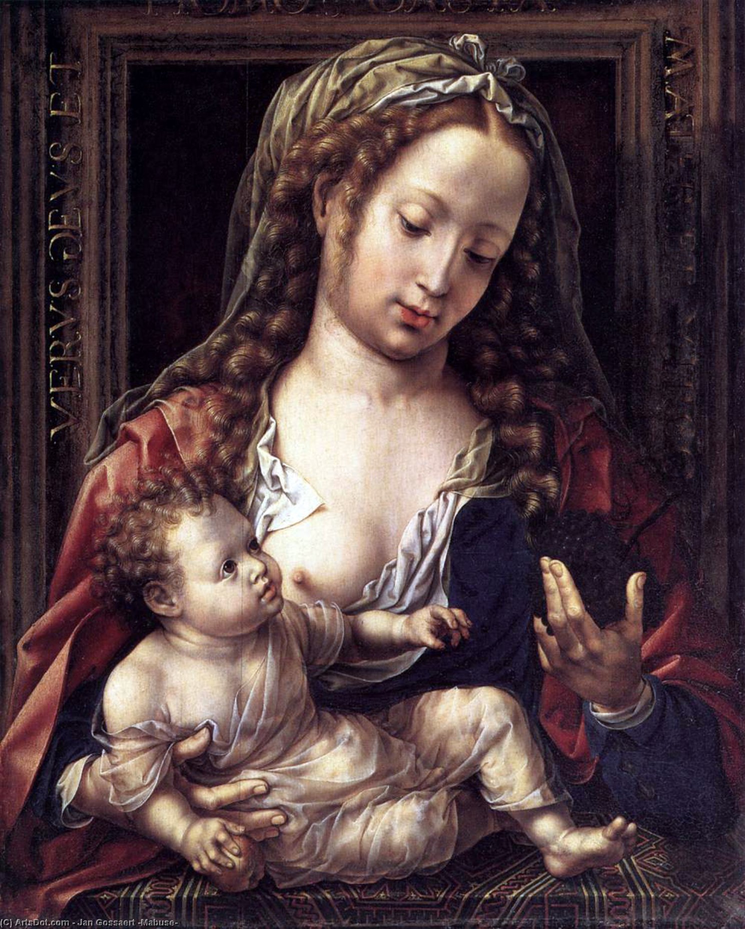 Wikioo.org - The Encyclopedia of Fine Arts - Painting, Artwork by Jan Gossaert (Mabuse) - Virgin and Child 1