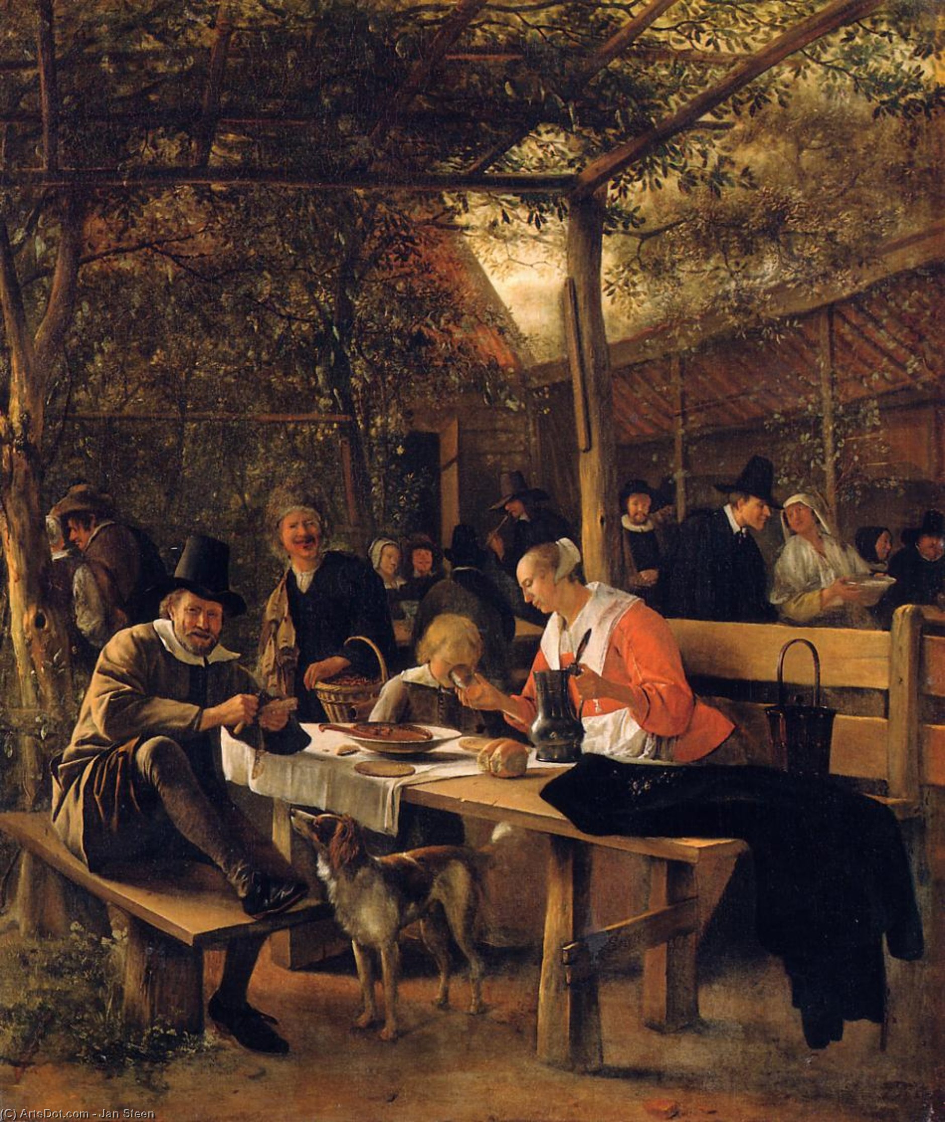 Wikioo.org - The Encyclopedia of Fine Arts - Painting, Artwork by Jan Steen - The Garden outside an Inn