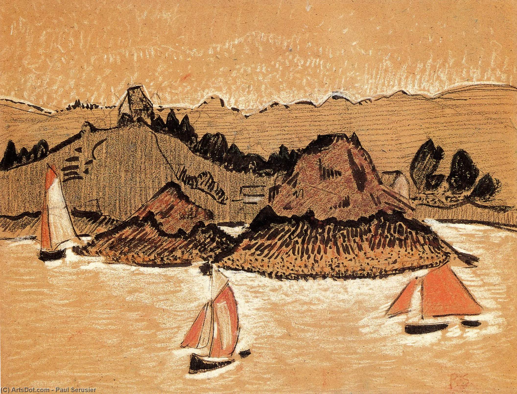 Wikioo.org - The Encyclopedia of Fine Arts - Painting, Artwork by Paul Serusier - Fishing Boats On The Breton Coast