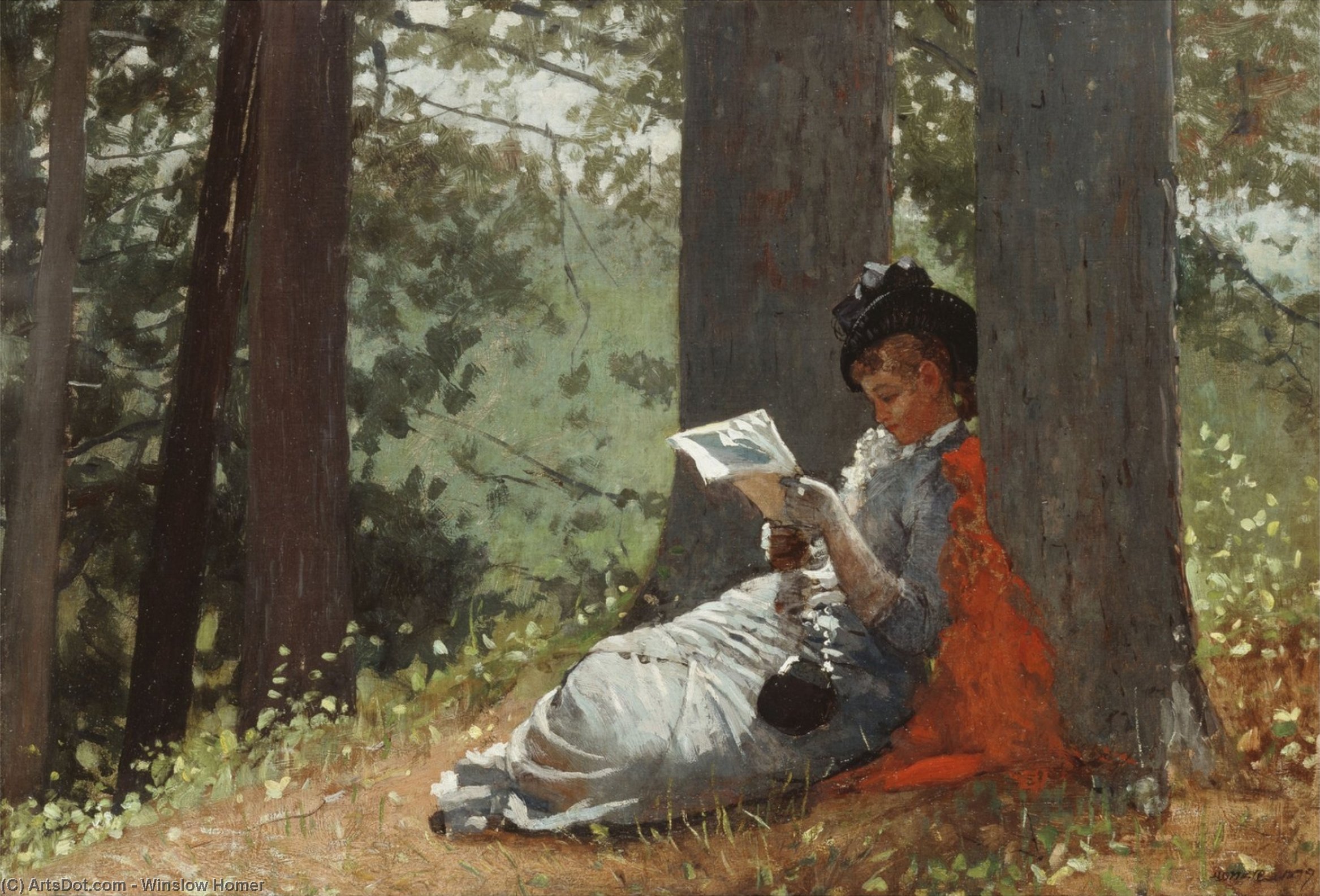 Человек и природа в 19 веке. Уинслоу Хомер. Уинслоу Хомер картины. Чтение в живописи. Человек сидит под деревом.