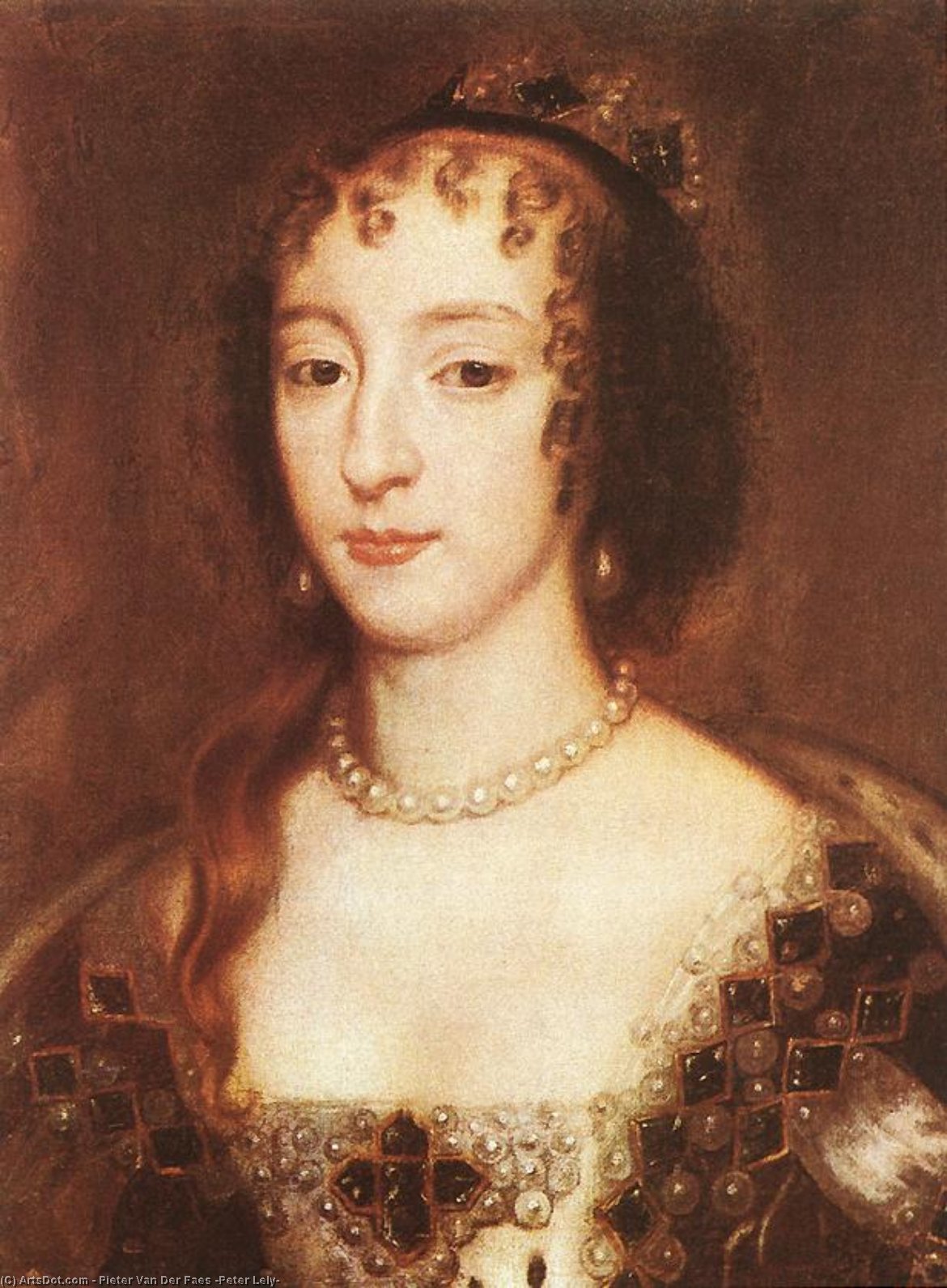 Wikioo.org - The Encyclopedia of Fine Arts - Painting, Artwork by Pieter Van Der Faes (Peter Lely) - Henrietta Maria of France, Queen of England