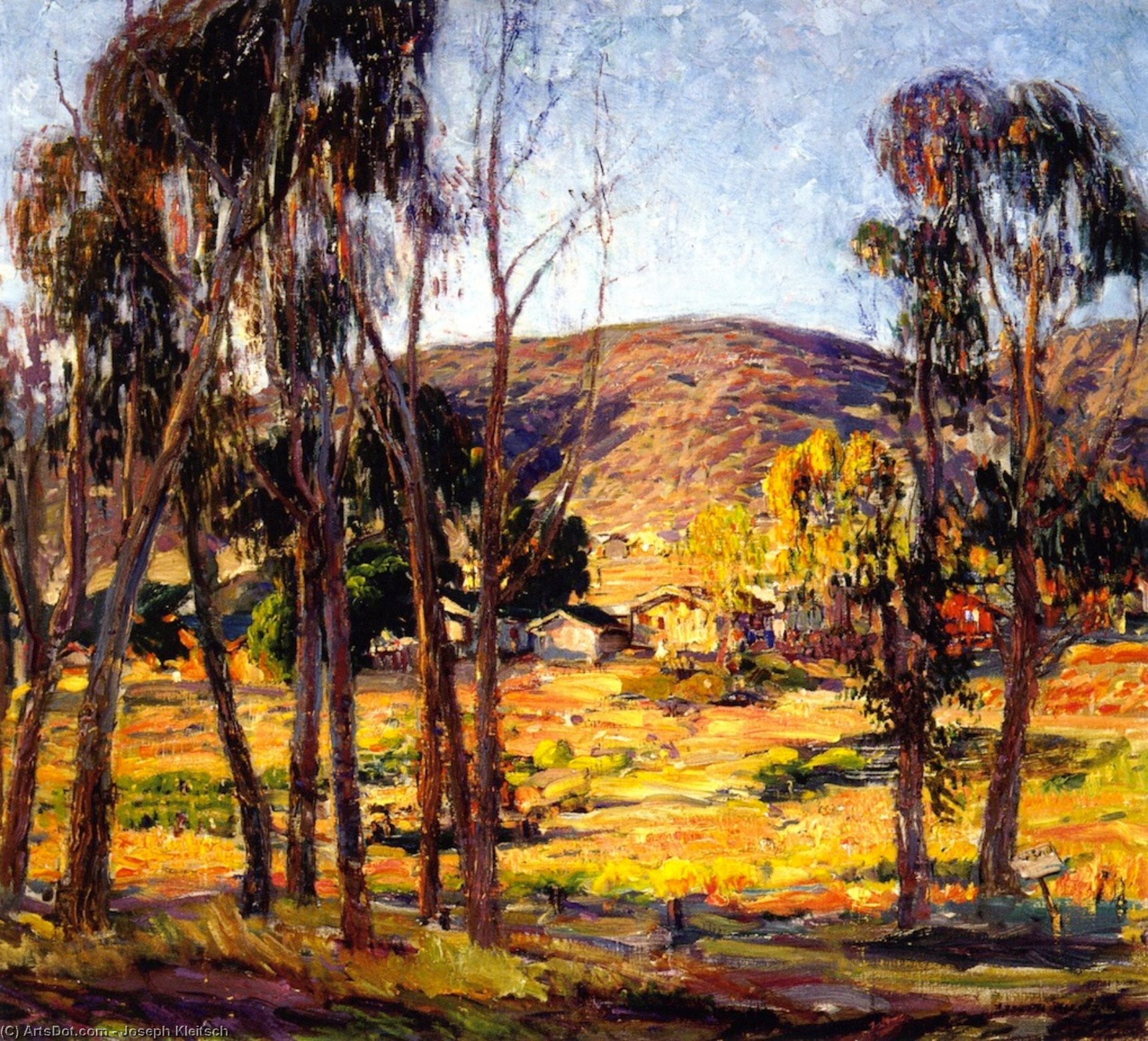 Wikioo.org - The Encyclopedia of Fine Arts - Painting, Artwork by Joseph Kleitsch - Houses among the Eucalypti