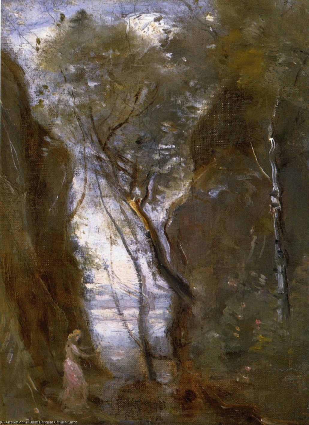Wikioo.org - The Encyclopedia of Fine Arts - Painting, Artwork by Jean Baptiste Camille Corot - The Lac de Nemi