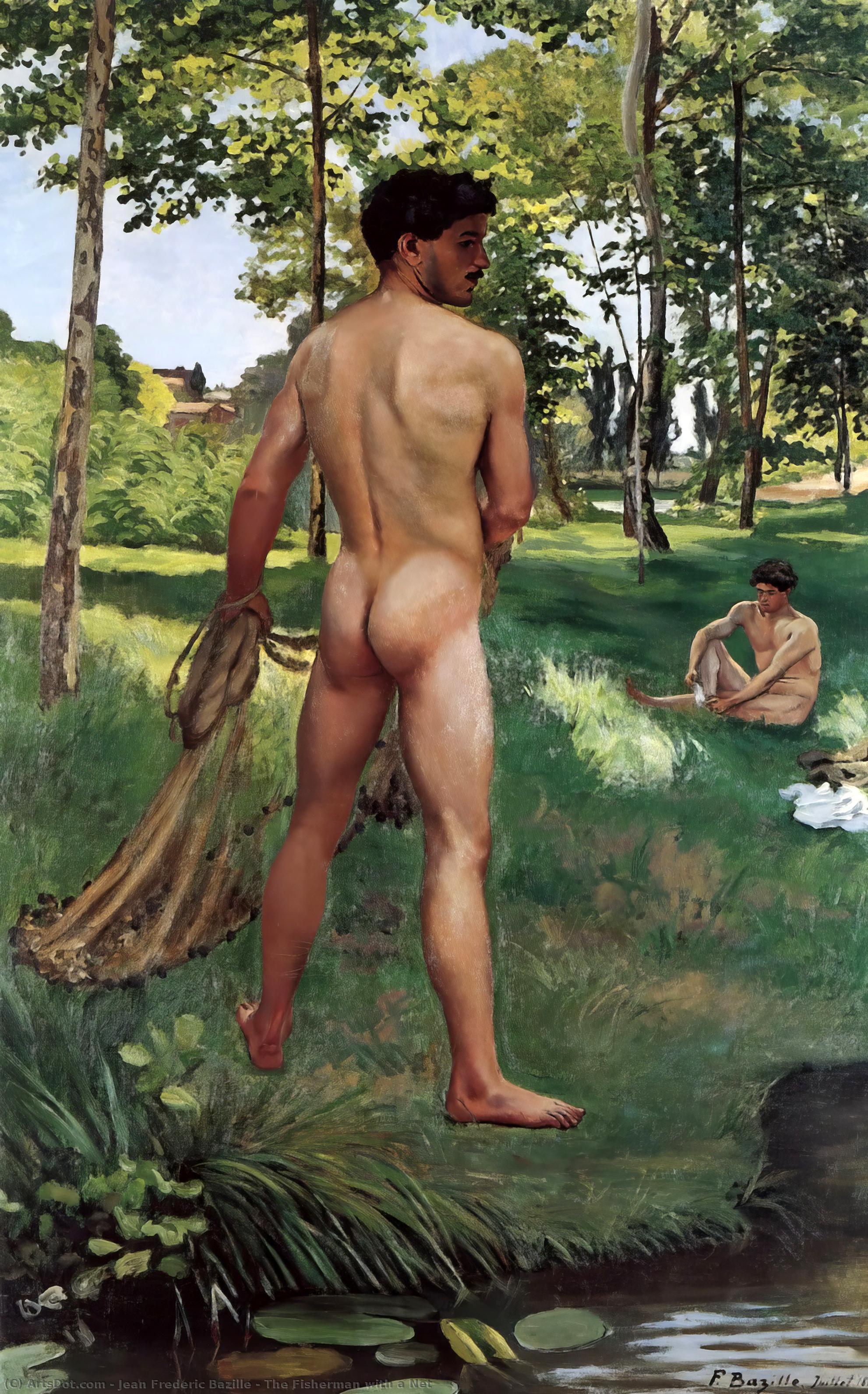 Wikioo.org - The Encyclopedia of Fine Arts - Painting, Artwork by Jean Frederic Bazille - The Fisherman with a Net