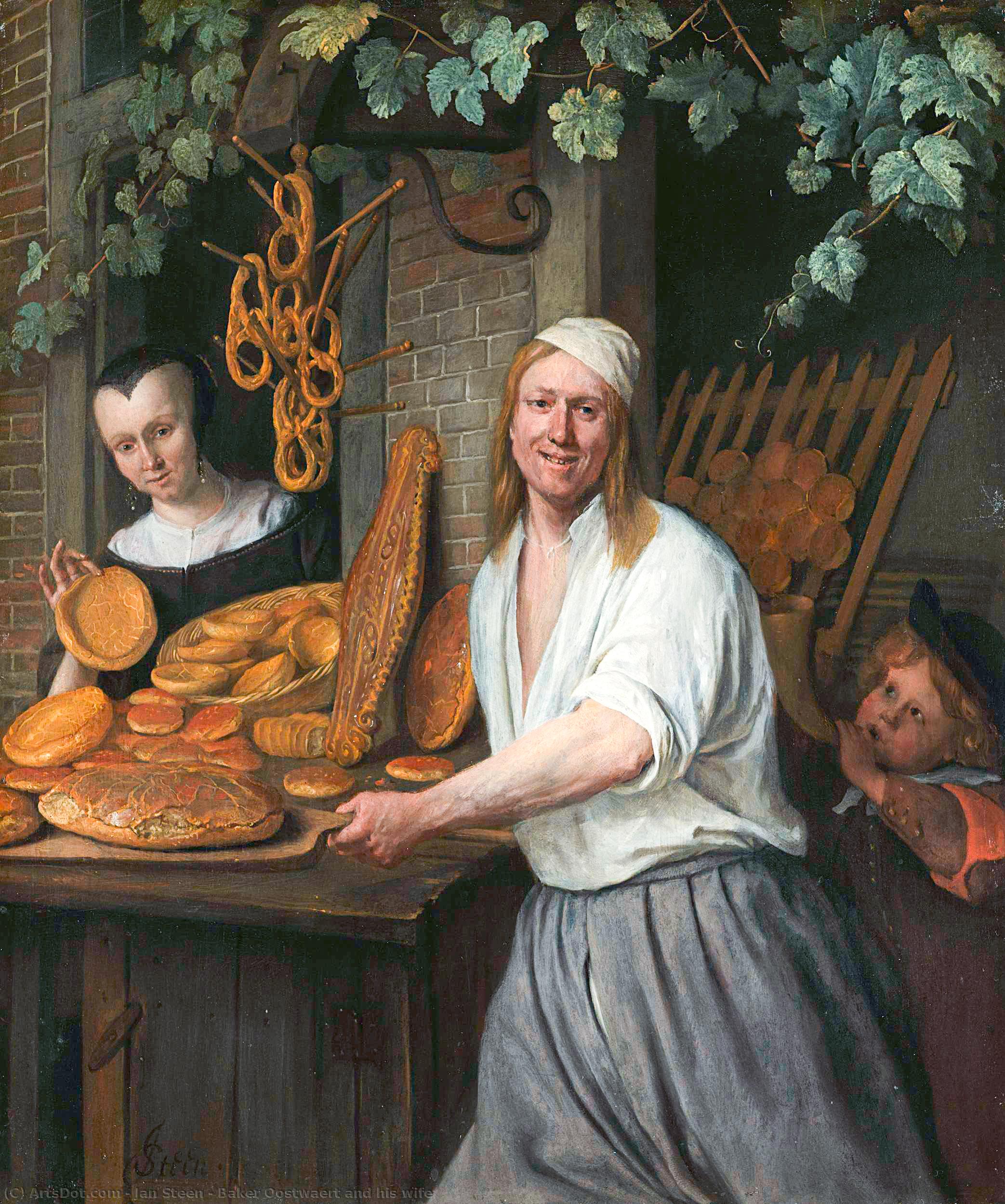 Wikioo.org - The Encyclopedia of Fine Arts - Painting, Artwork by Jan Steen - Baker Oostwaert and his wife