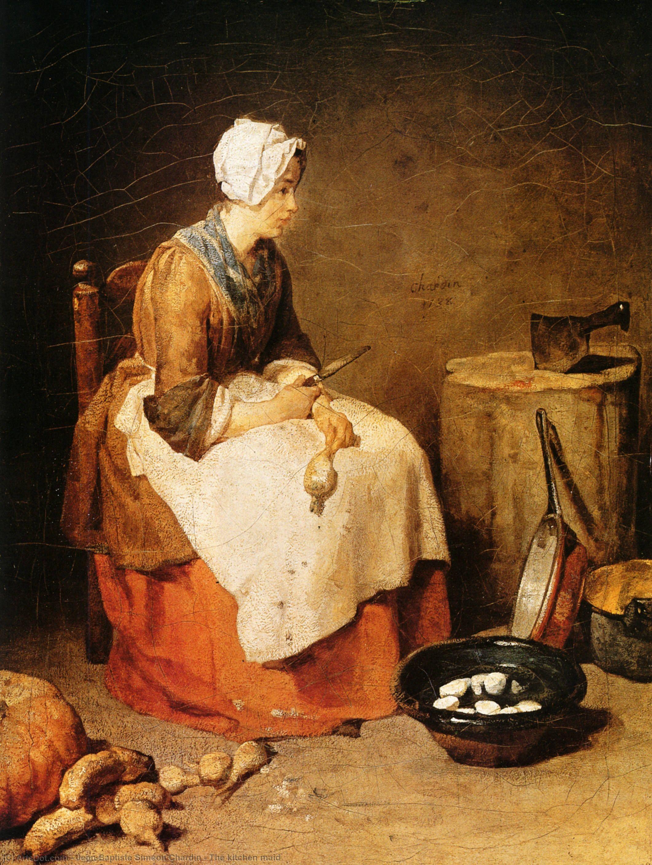 Wikioo.org - The Encyclopedia of Fine Arts - Painting, Artwork by Jean-Baptiste Simeon Chardin - The kitchen maid