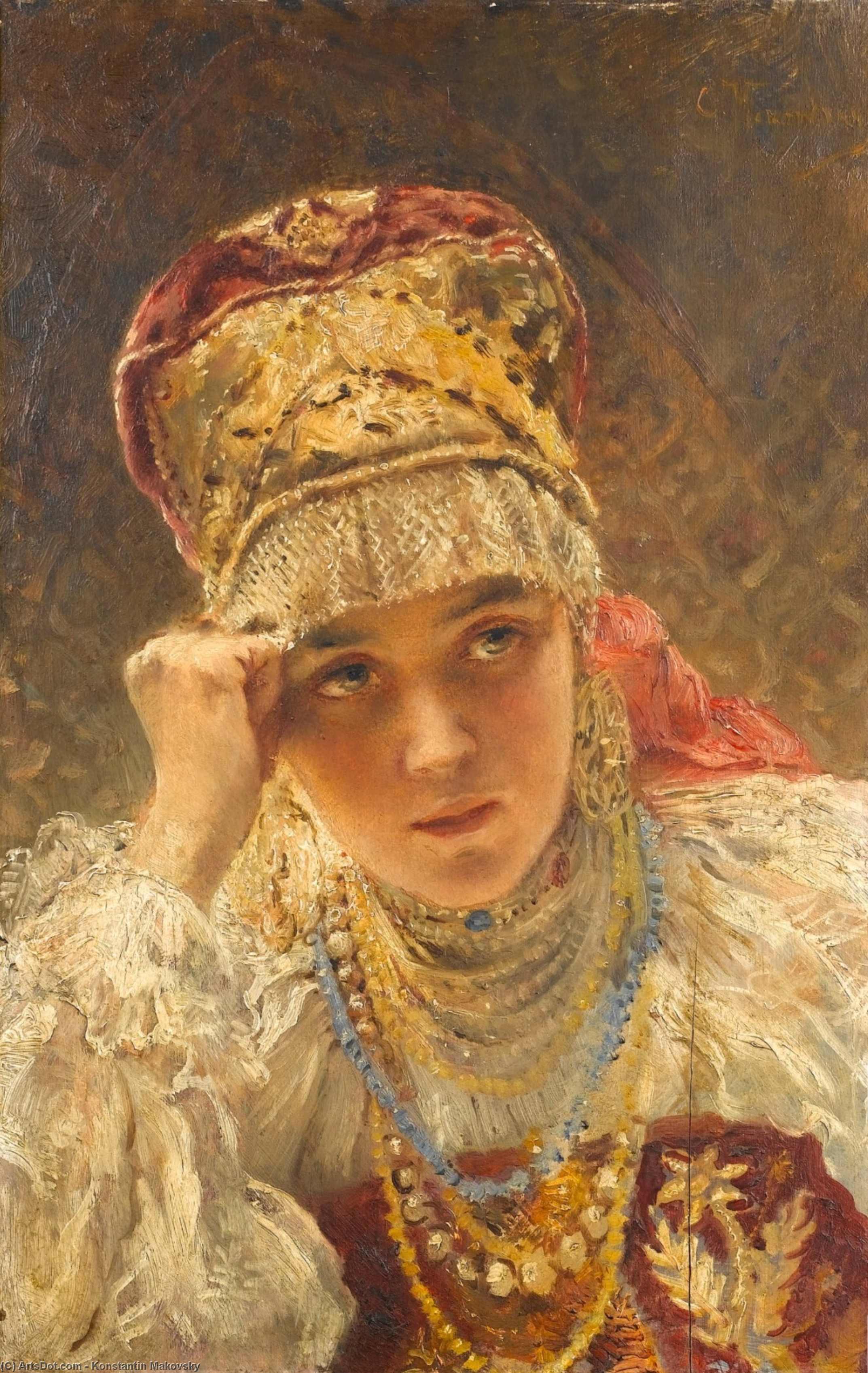 Wikioo.org - The Encyclopedia of Fine Arts - Painting, Artwork by Konstantin Yegorovich Makovsky - A Young Boyarynia