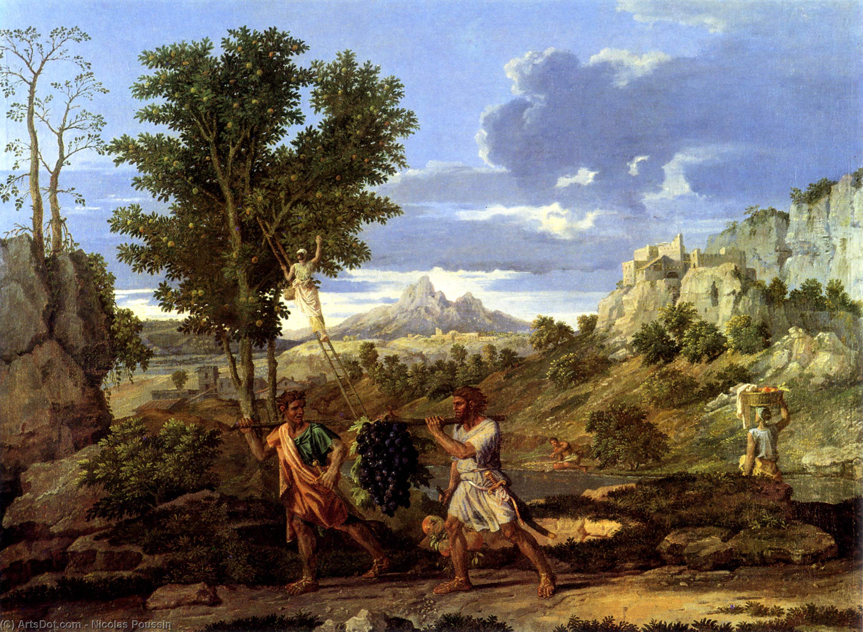 Wikioo.org - The Encyclopedia of Fine Arts - Painting, Artwork by Nicolas Poussin - Autumn (The Spies with the Grapes of the Promised Land)