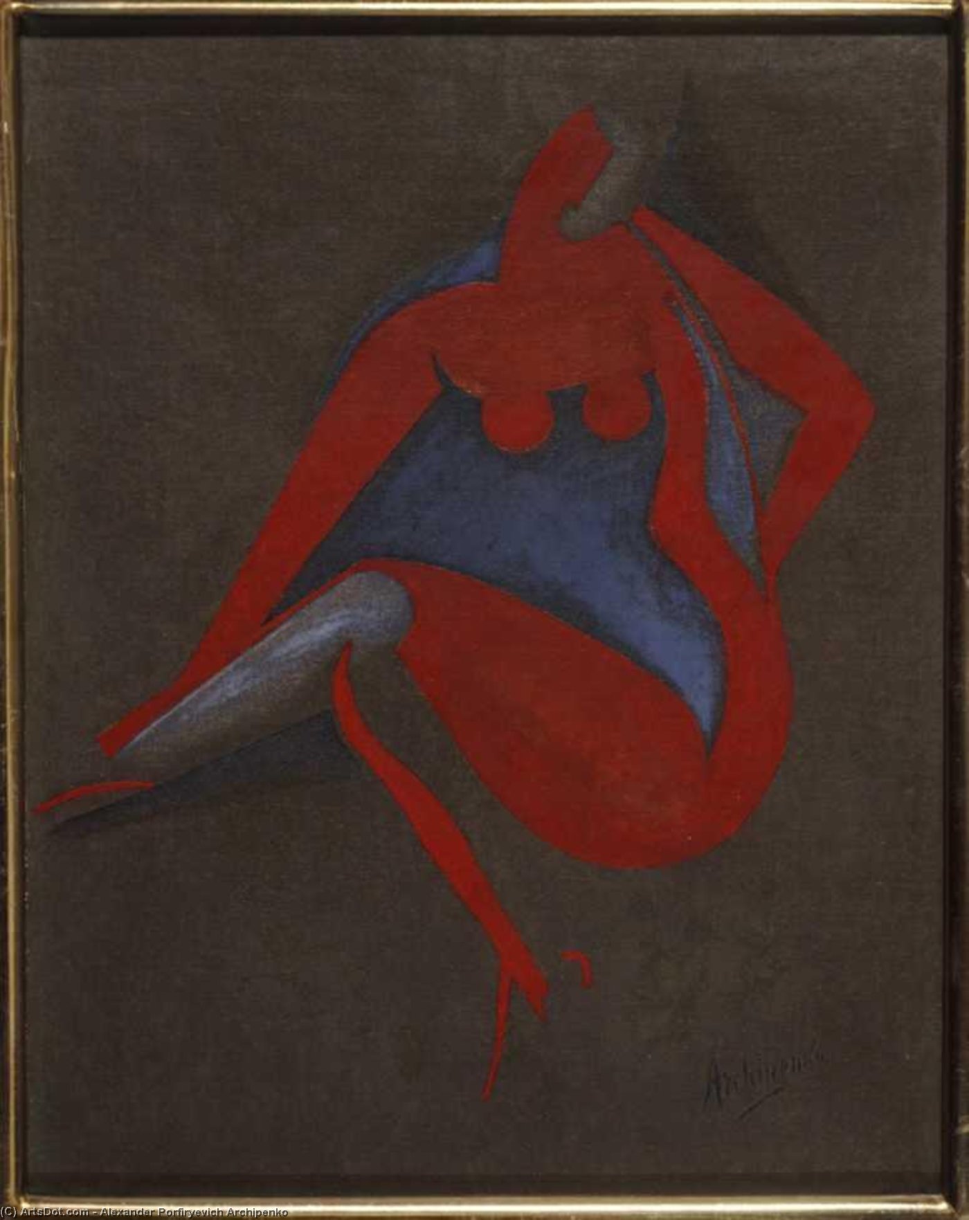 Wikioo.org – La Enciclopedia de las Bellas Artes - Pintura, Obras de arte de Alexander Porfiryevich Archipenko - asentado desnuda