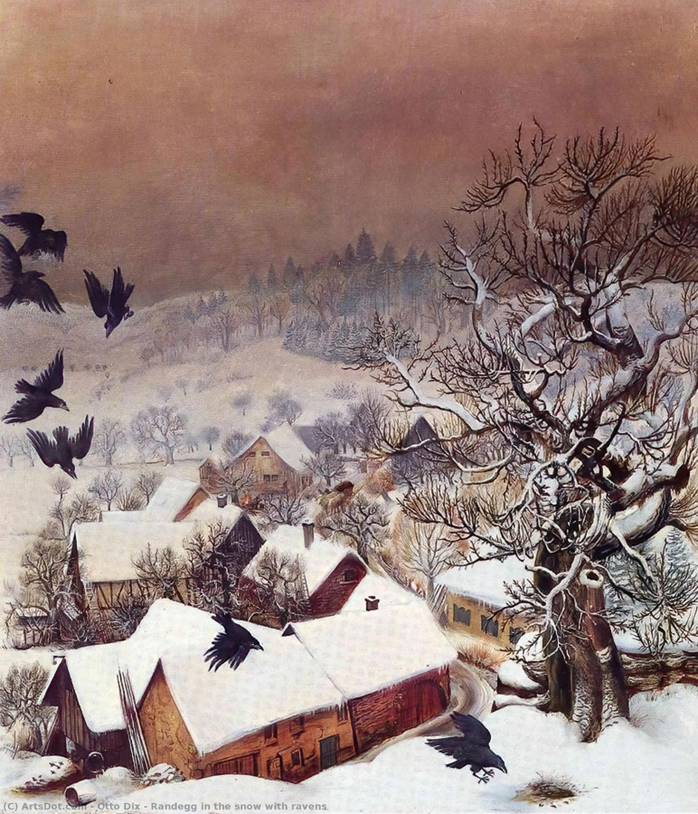 WikiOO.org - Encyclopedia of Fine Arts - Maalaus, taideteos Otto Dix - Randegg in the snow with ravens