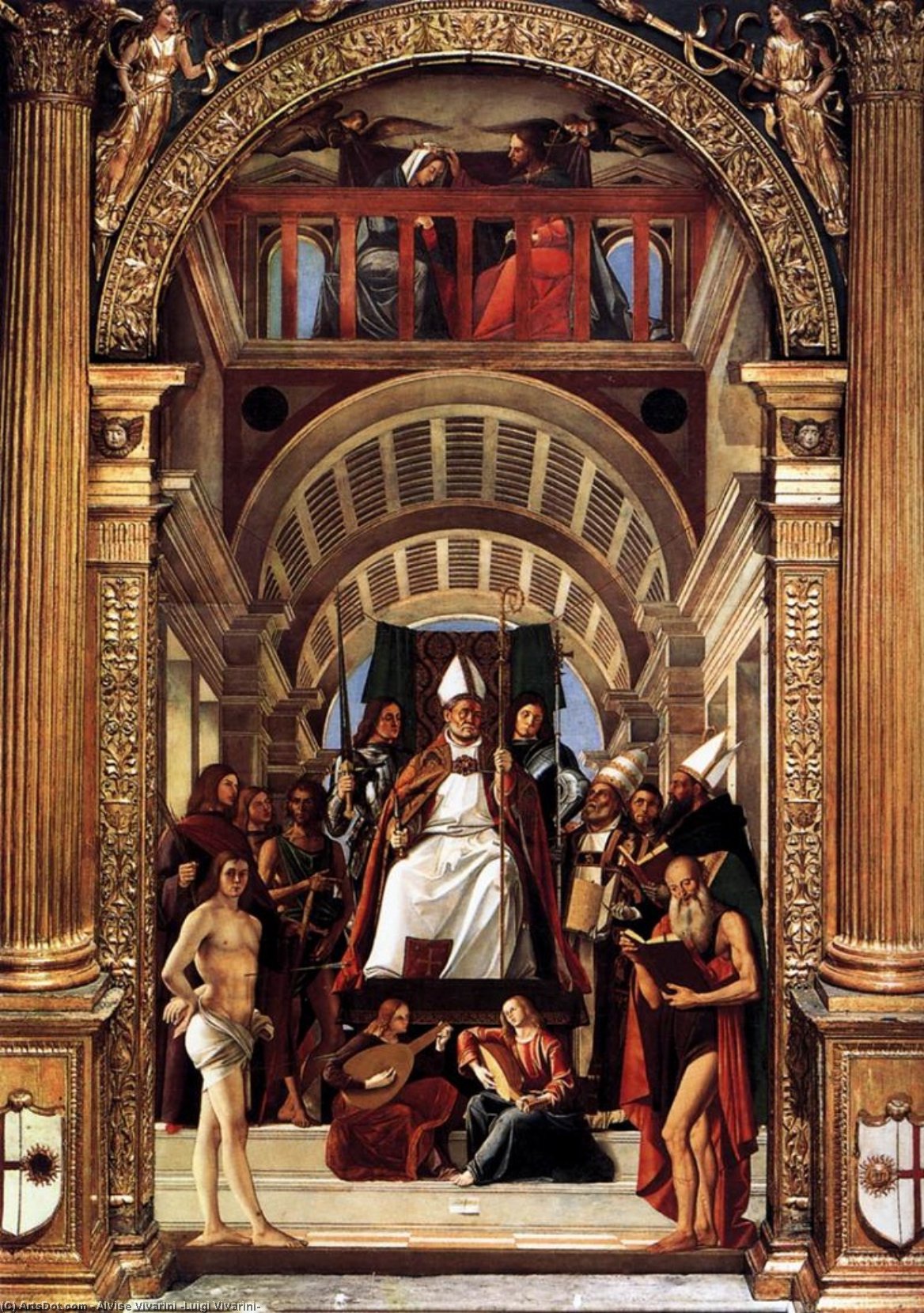 Wikioo.org - The Encyclopedia of Fine Arts - Painting, Artwork by Alvise Vivarini (Luigi Vivarini) - Altarpiece of St Ambrose