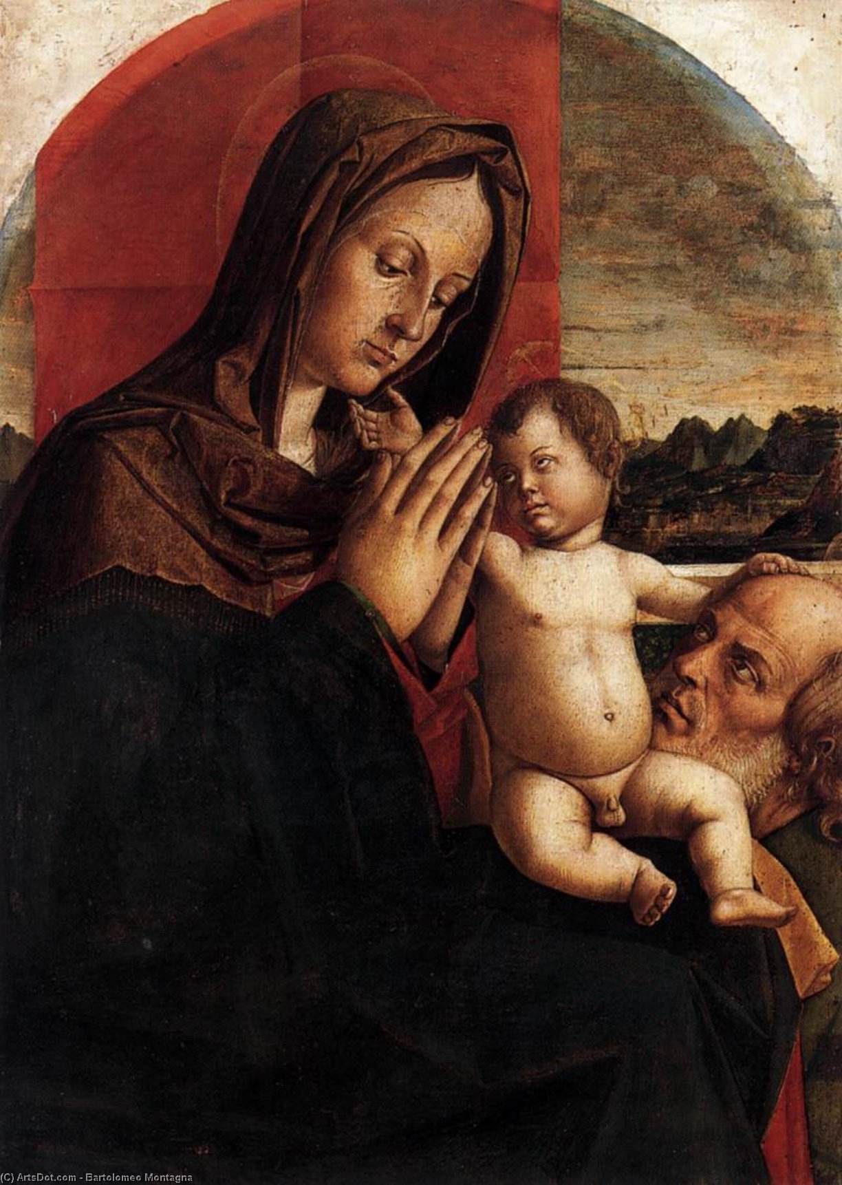 Wikioo.org - The Encyclopedia of Fine Arts - Painting, Artwork by Bartolomeo Montagna - Madonna and Child with St Joseph
