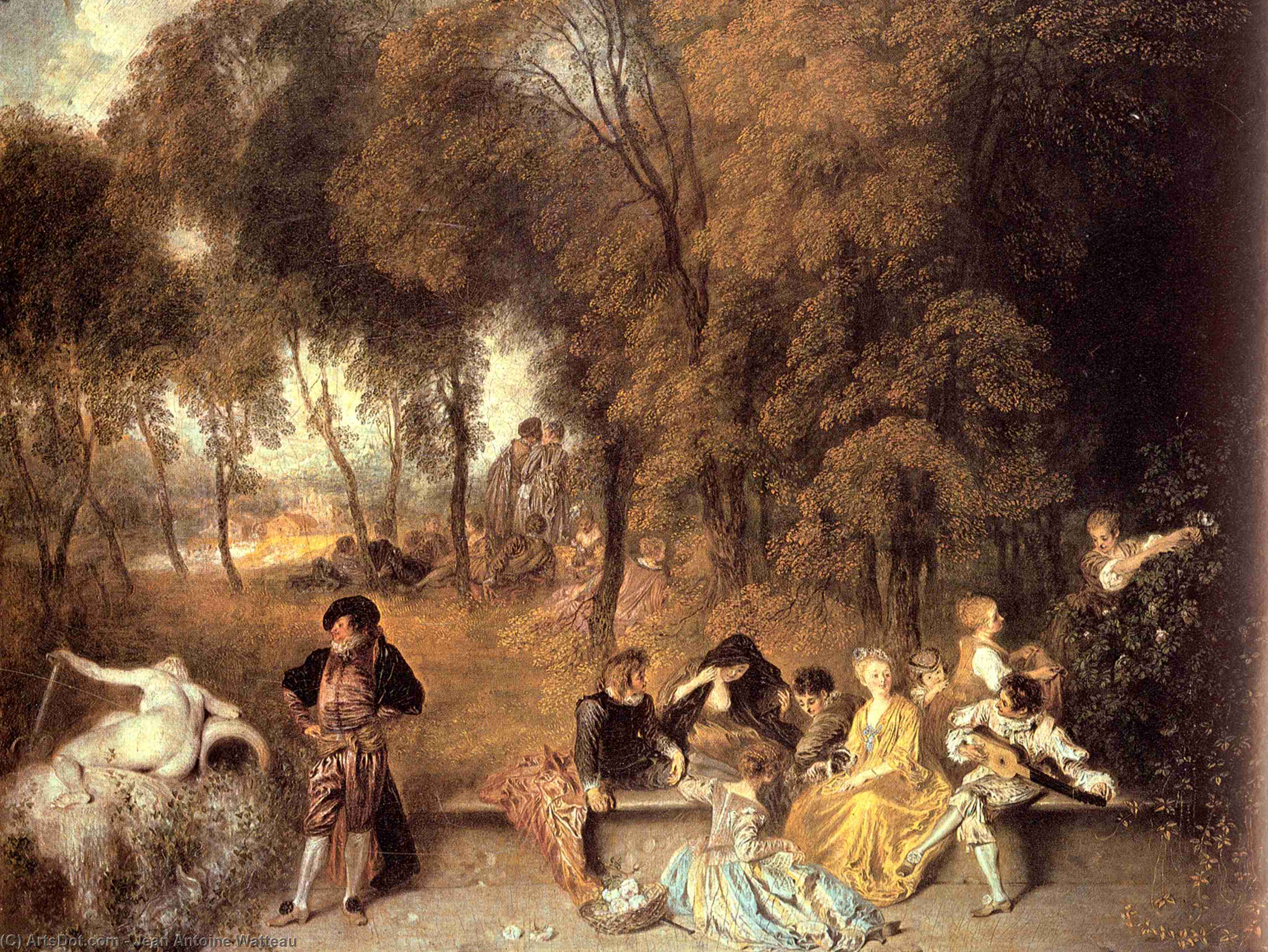 Wikioo.org - The Encyclopedia of Fine Arts - Painting, Artwork by Jean Antoine Watteau - Merry Company in the Open Air