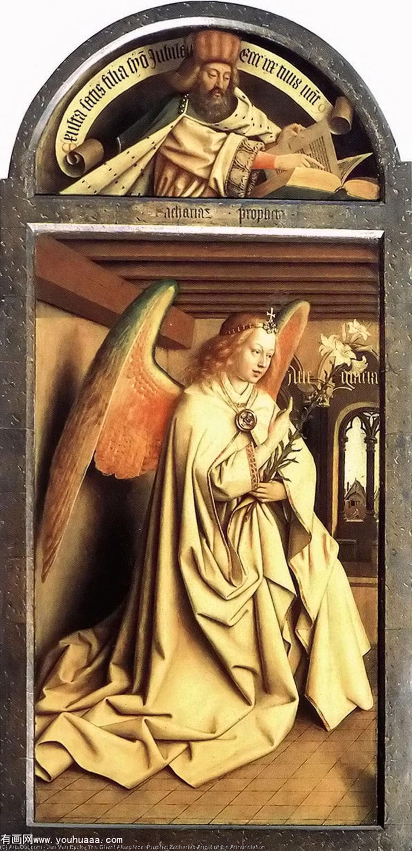 ヘントの祭壇画 預言者 ザカリアス 天使 の 報知 Jan Van Eyck Wikioo Org 百科事典