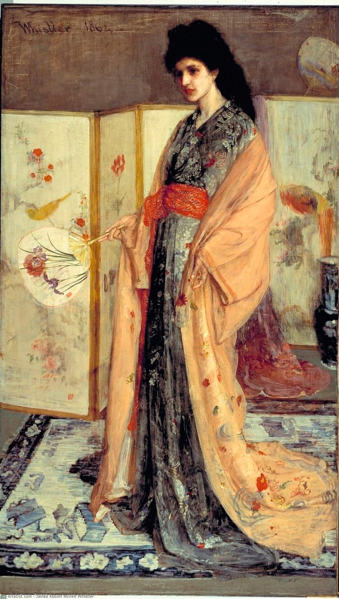 Wikioo.org - The Encyclopedia of Fine Arts - Painting, Artwork by James Abbott Mcneill Whistler - Rose and Silver: The Princess from the Land of Porcelain