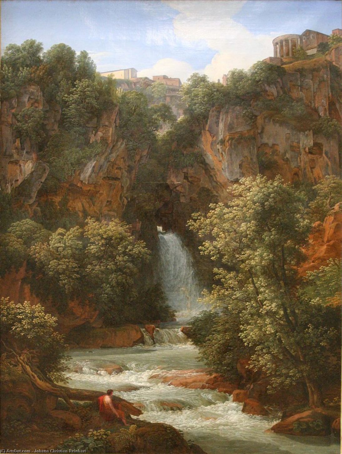 Wikioo.org - The Encyclopedia of Fine Arts - Painting, Artwork by Johann Christian Reinhart - Vue De La Grotte Des Sirènes À Tivoli