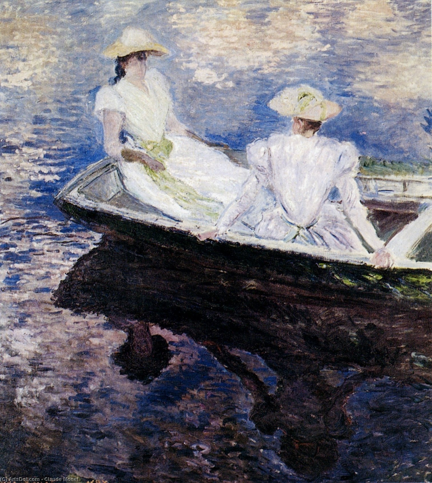  Oil Painting Replica girls in a boat, 1887 by Claude Monet (1840-1926, France) | ArtsDot.com