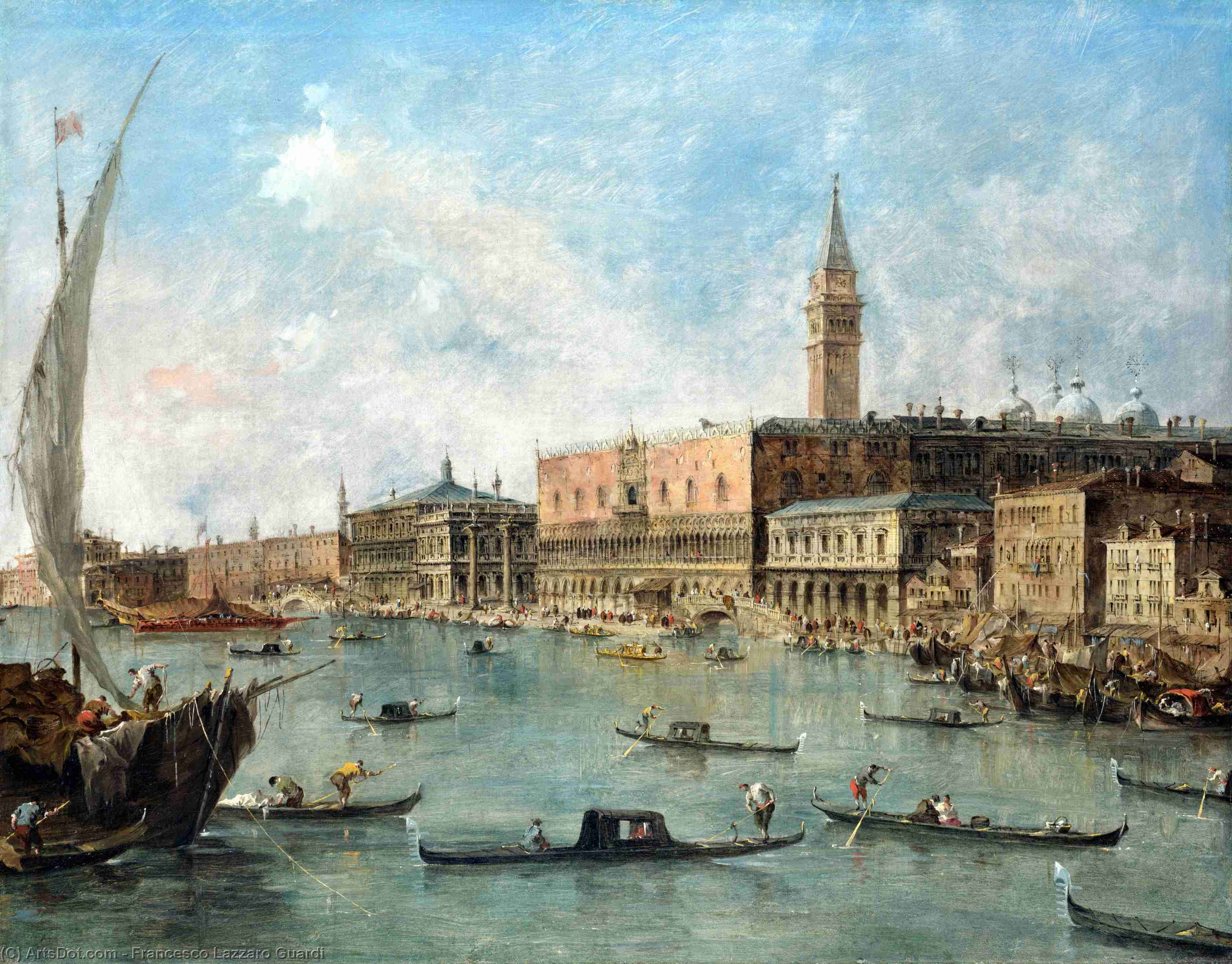 Wikioo.org - The Encyclopedia of Fine Arts - Painting, Artwork by Francesco Lazzaro Guardi - The Doge's Palace and the Molo
